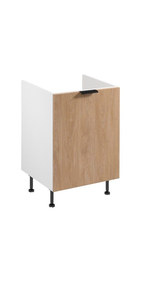 ROYAL24_MARKT Spülenunterschrank - Ideal für eine aufgeräumte Küchenumgebung (Küche Spülenunterschrank, 1-St., Premium -Sorento Weiß Sonoma Eiche - D60Z P/L) Top – Zeitlos – Exklusiv.