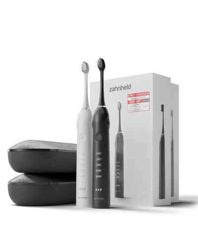 Zahnheld Elektrische Zahnbürste GERO, Aufsteckbürsten: 2 St., Doppelpack, Set mit 2x Schallzahnbürste schwarz/weiß