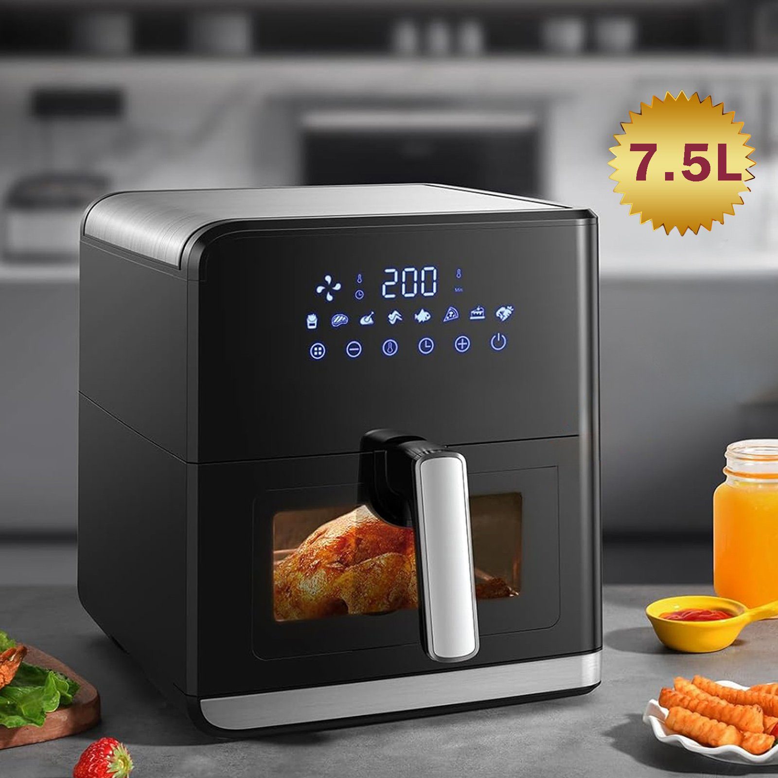 KundenTest & Erfahrungen zu Sinaopus Heißluftfritteuse 7,5L XXL Air fryer, Ohne Öl Heizluft