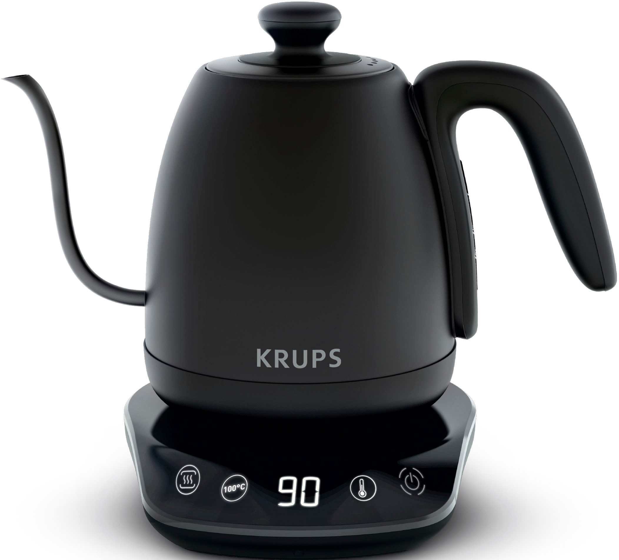 Krups Wasserkocher BW9238 Café Control Gooseneck, 1 l, 1200 W, Schwanenhals-Auslauf, 1 L, digitale Anzeige, 8 Einstellungen