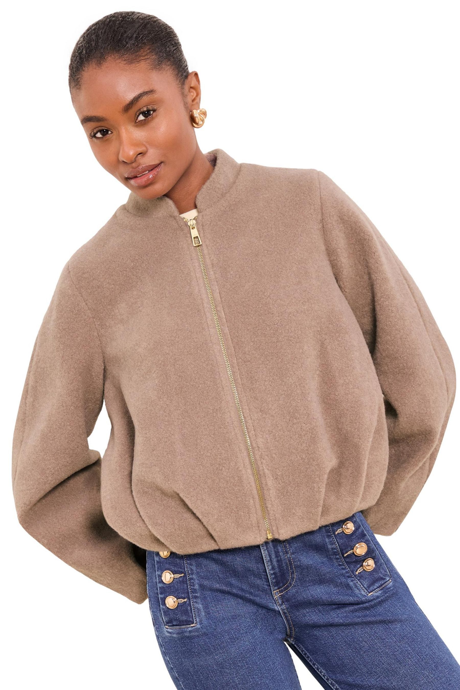 LIPSY Wollmantel Lipsy kragenlose Jacke mit Ballonsaum (1-tlg)