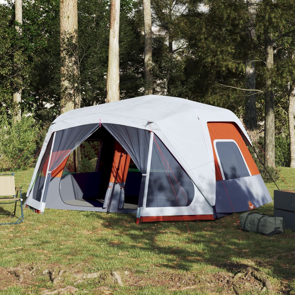 Faltzelt Familienzelt LED 443x437x229 cm Grau-Orange