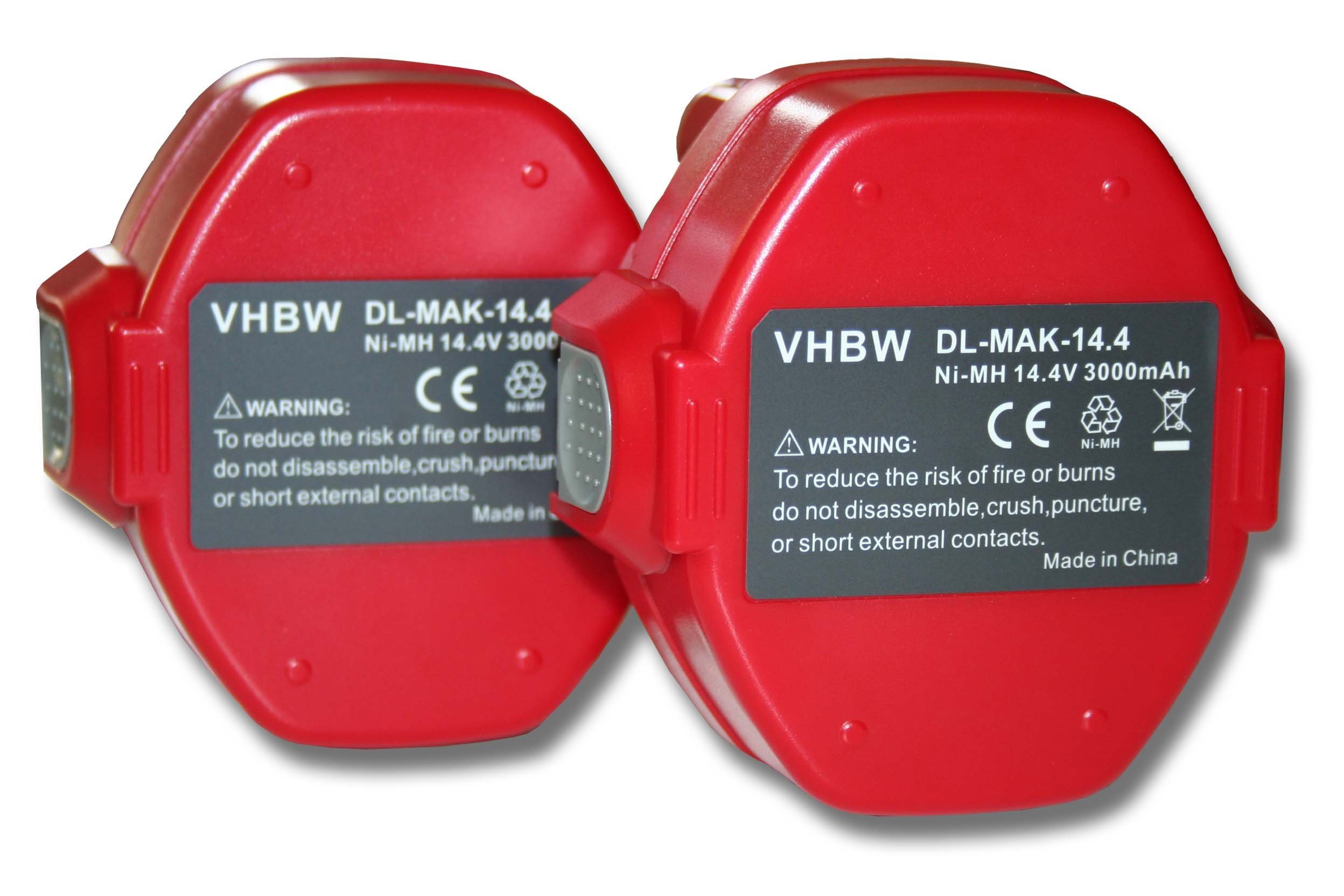 vhbw Akku passend für Kompatibel mit Makita 6333DWAE, 6333DWBE, 6336D, 6336DWA, 6336DWAE, 6336DWB Elektrowerkzeug (3000mAh, 14,4V, NiMH) 3000 mAh