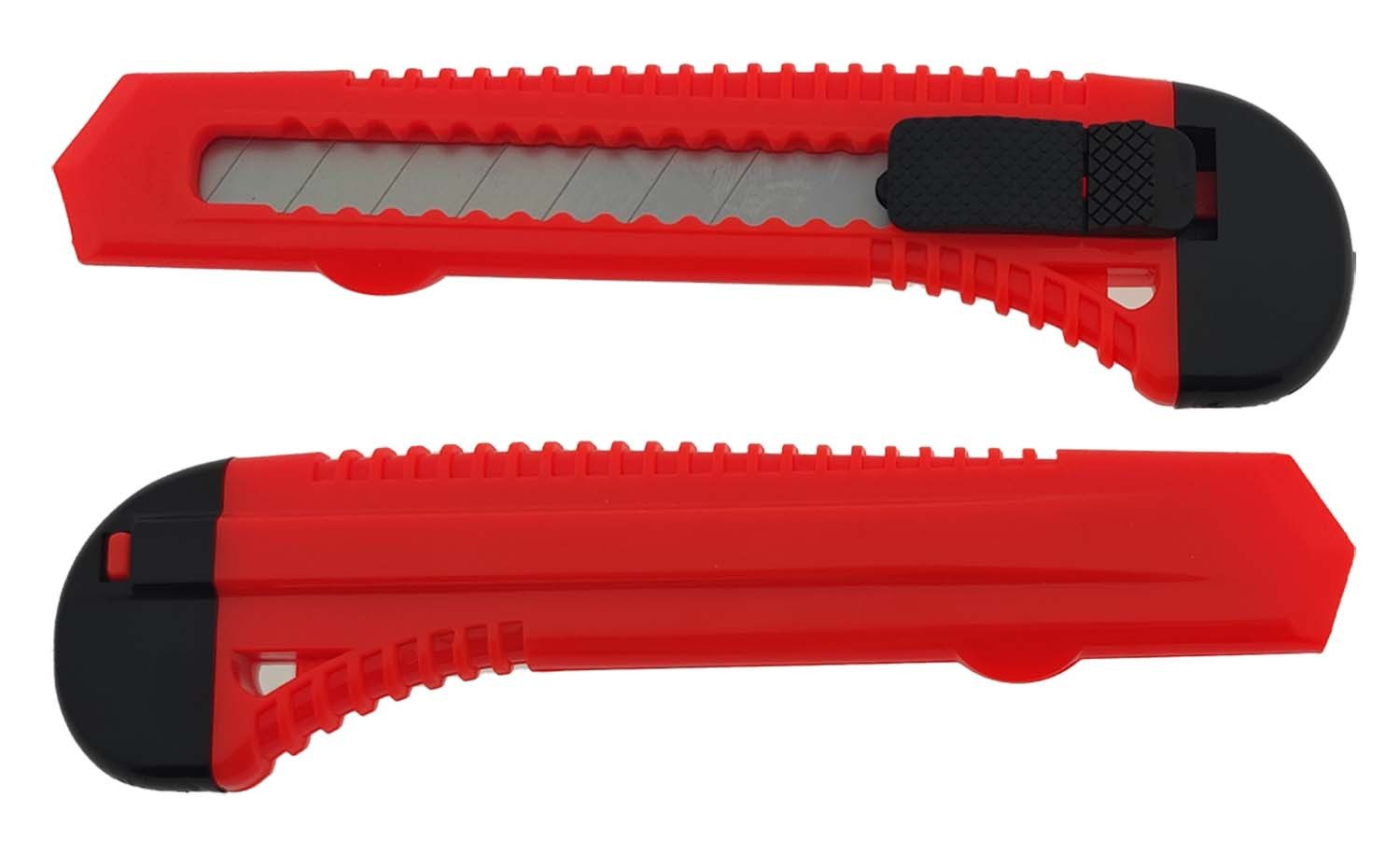Thumbnail - varivendo Cuttermesser 12 x Cuttermesser 18mm flaches Kunststoffgehäuse rot, (Stück, 12-tlg., Cuttermesser 18mm), Cutter...