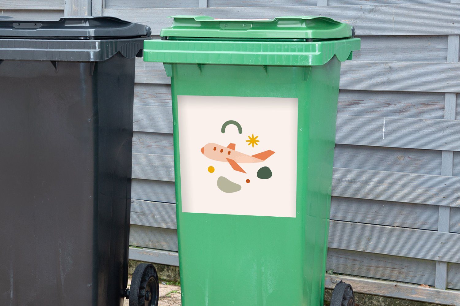 MuchoWow St), Mülleimer-aufkleber, Mülltonne, Sticker, Flugzeuge (1 Wandsticker - Abfalbehälter Sommer Container, - Figuren