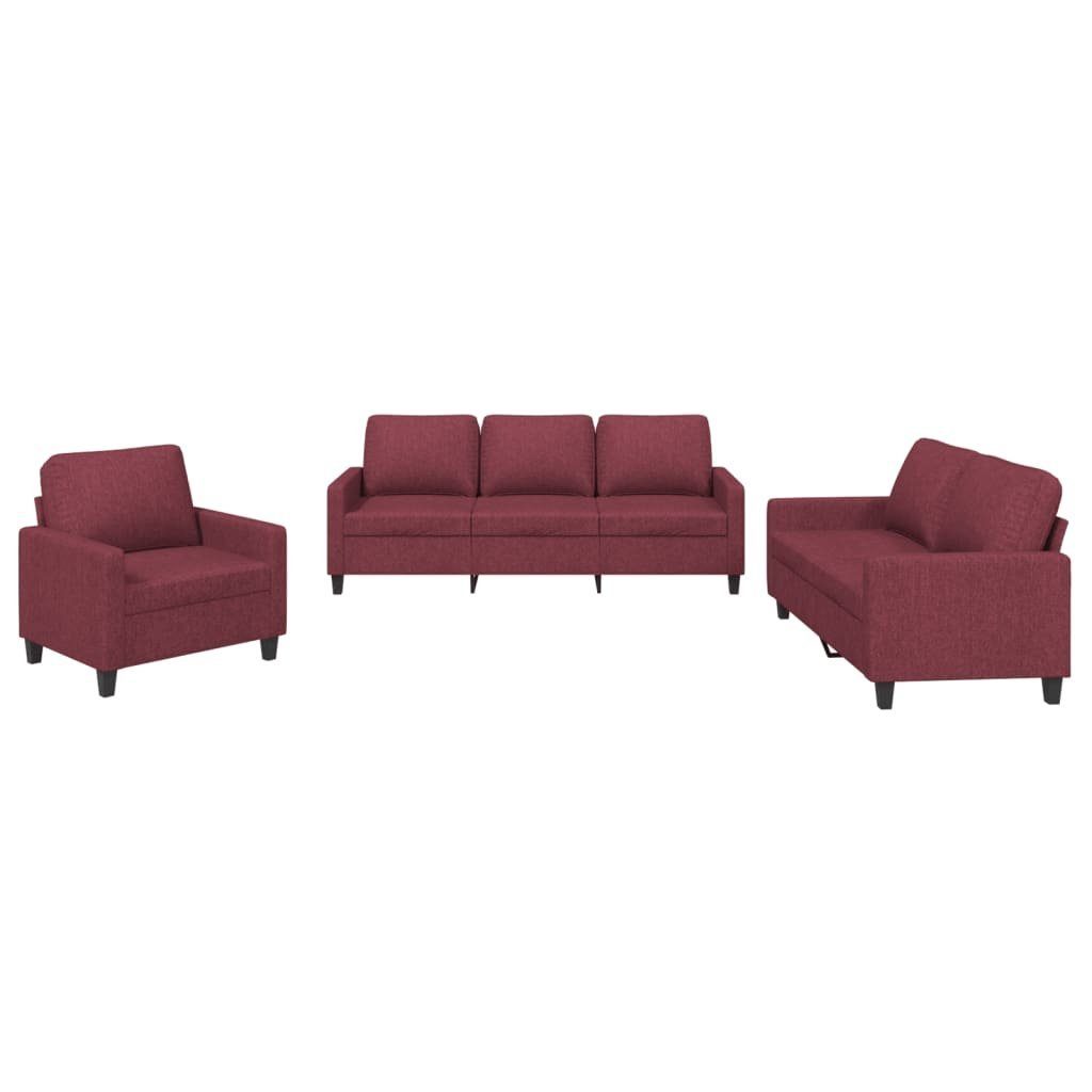 vidaXL 3-tlg. Stoff Sofa Kissen Weinrot Sofagarnitur mit