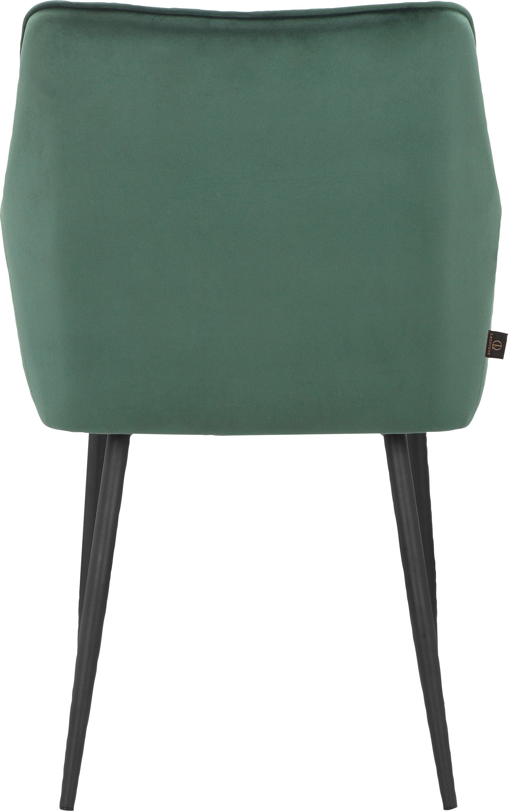 in Leonique Armlehnstuhl Rücken St), Steppung, dunkelgrün/schwarz Montmerle (2 Sitz gepolstert, mit Sitzhöhe und | dunkelgrün 50cm Velourstoff