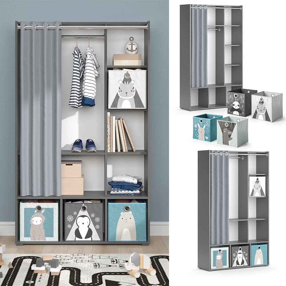 Vicco Kleiderschrank Luigi, Grau, 105.8 x günstig online kaufen
