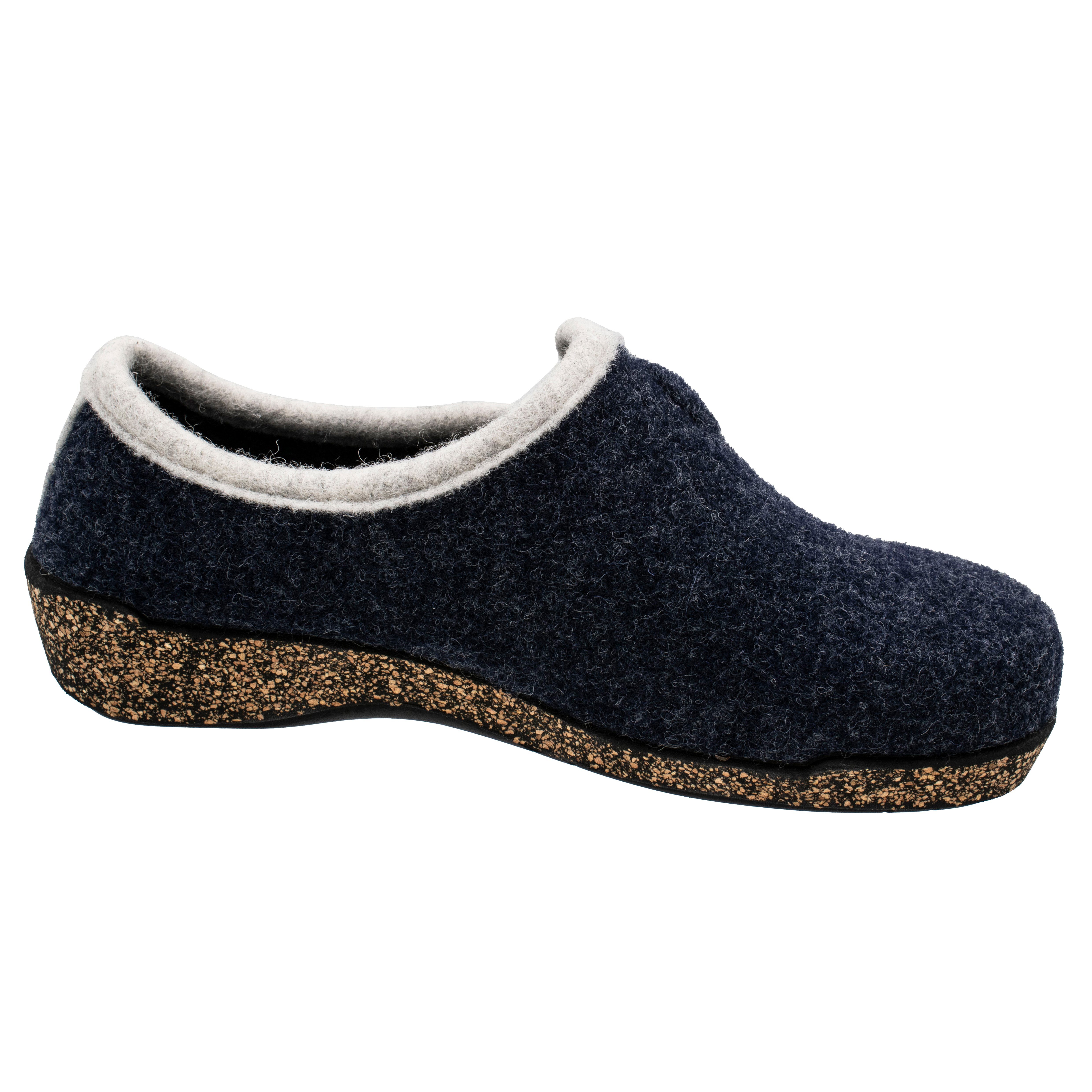 Fischer-Markenschuh Conny Hausschuh aus Wollfilz, rutschhemmende Gummi-Laufsohle, Einlegesohle herausnehmbar