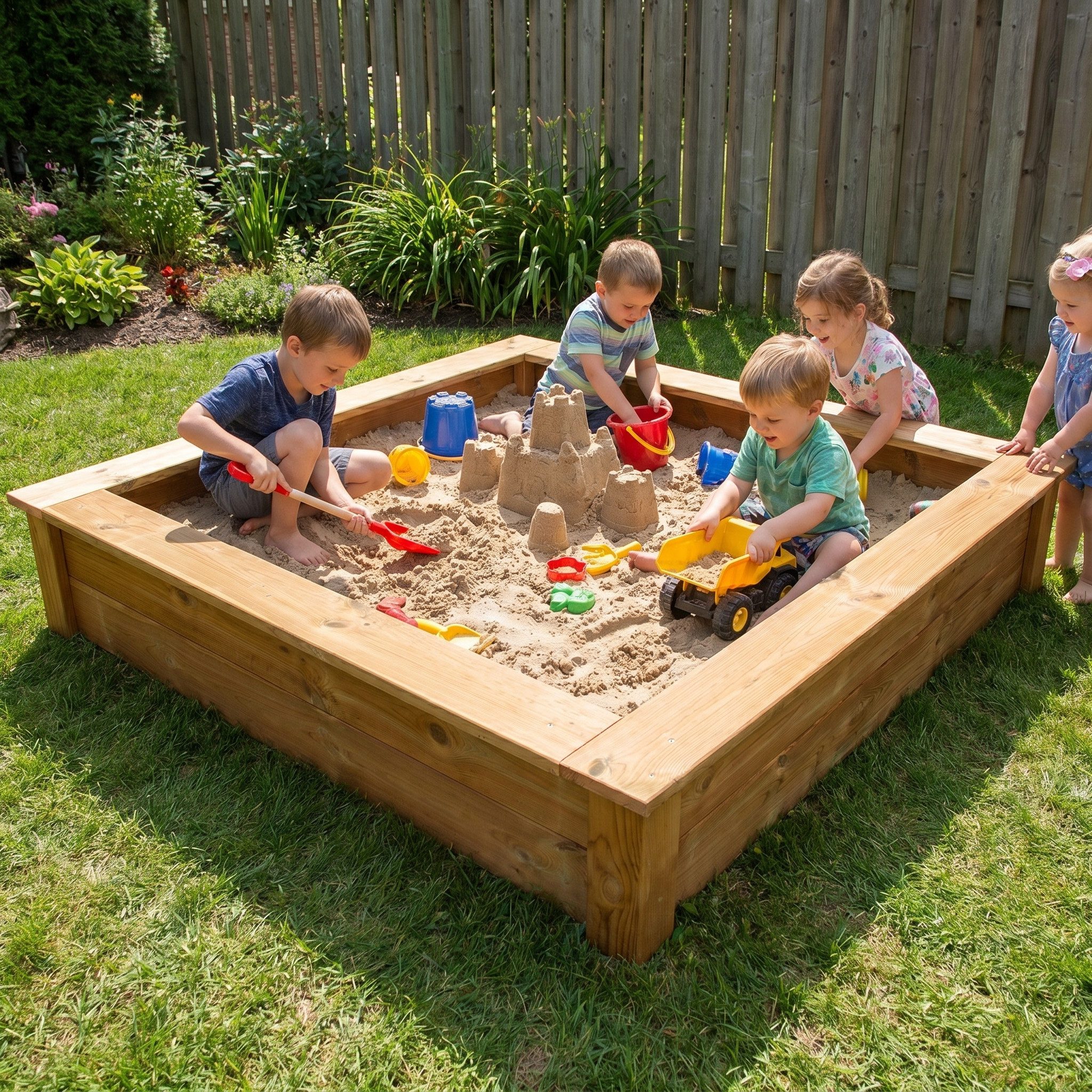 EmsCraft24 Sandkasten Sandkasten Sandkiste Sandbox Beach aus Massivholz 28mm Imprägniert