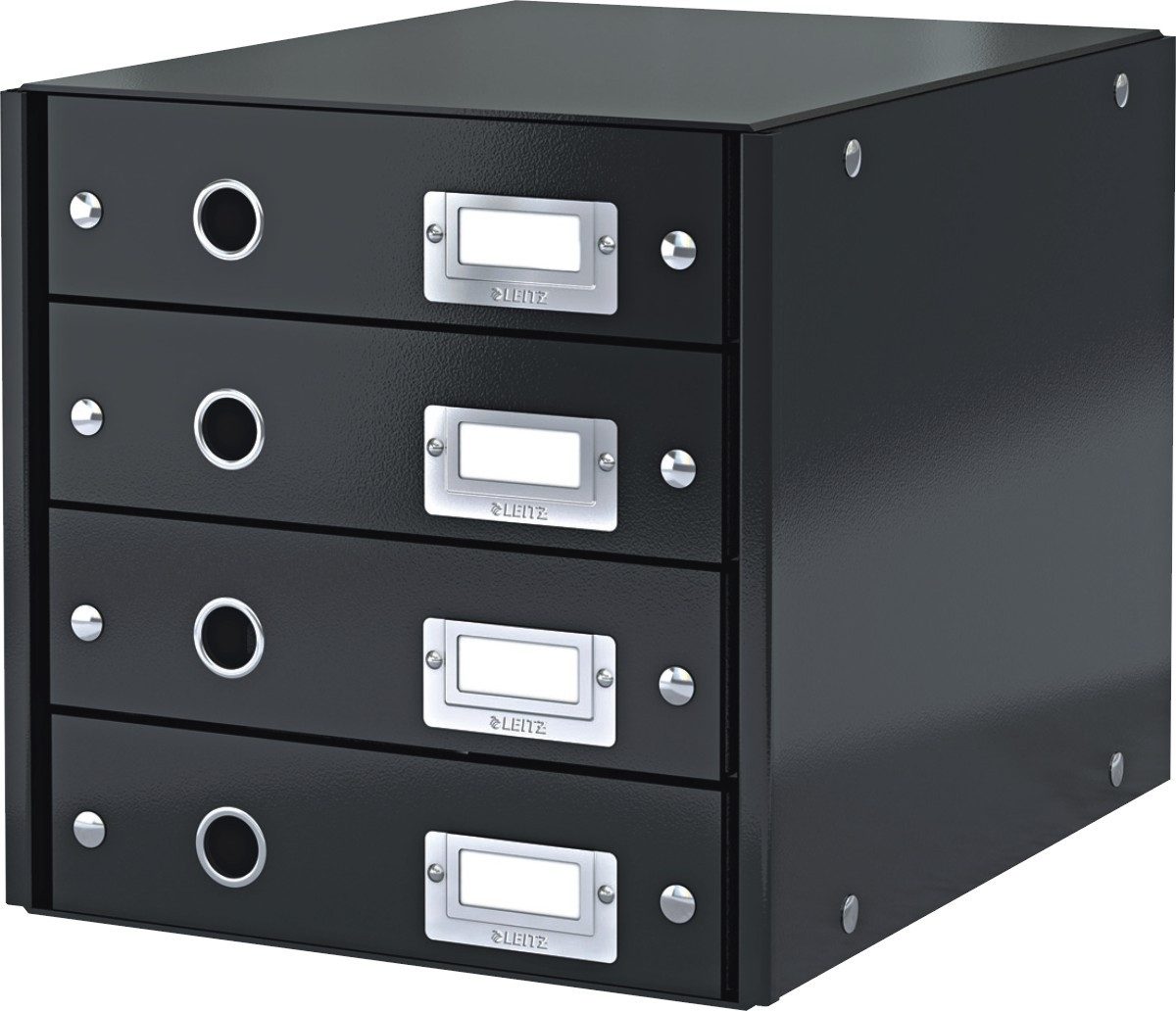 Organizer Schubladenbox 4 Fächer Karton schwarz