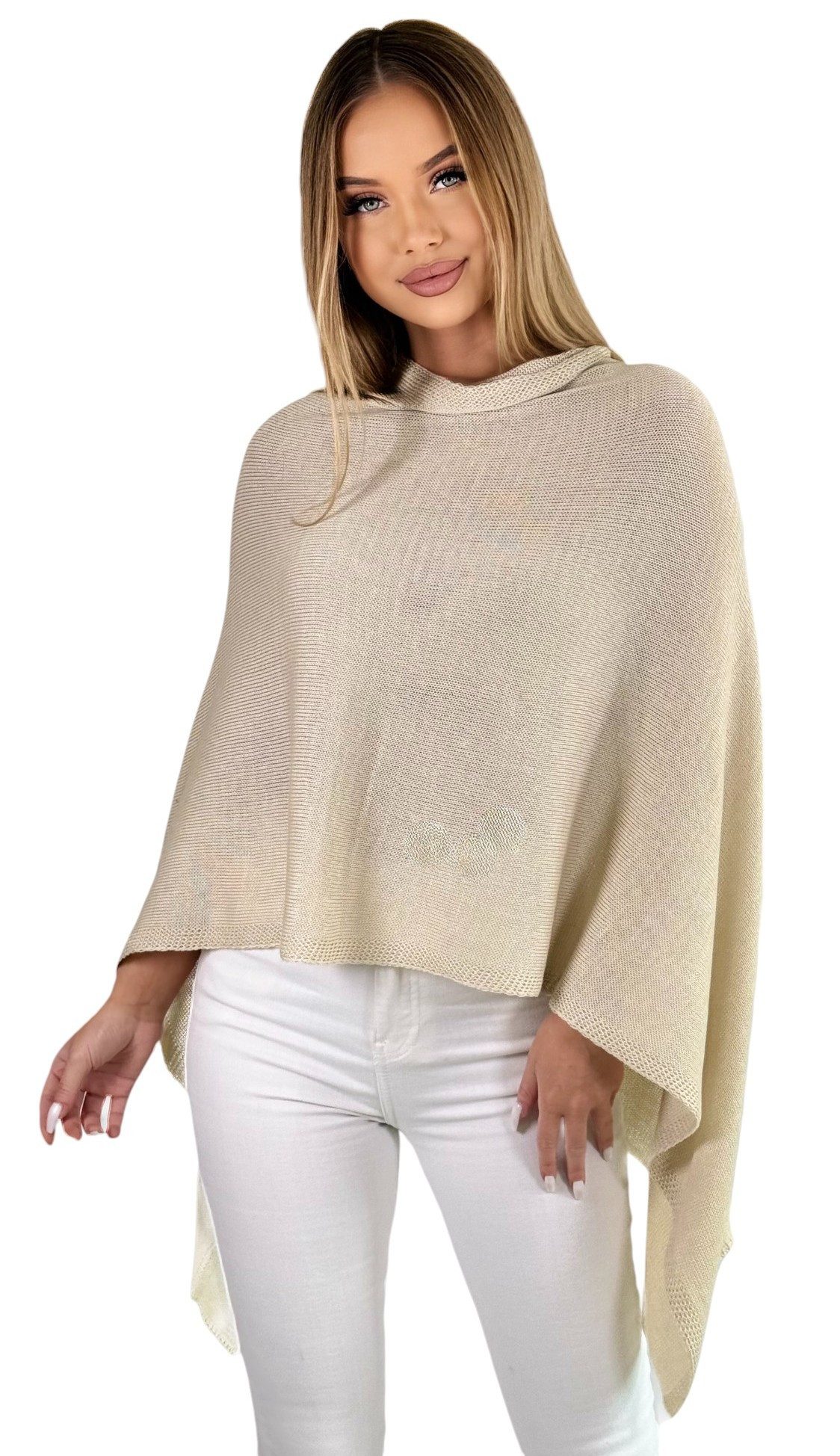 Mississhop Strickponcho Damen Poncho Cape Überwurf Strickponcho feiner Stri günstig online kaufen