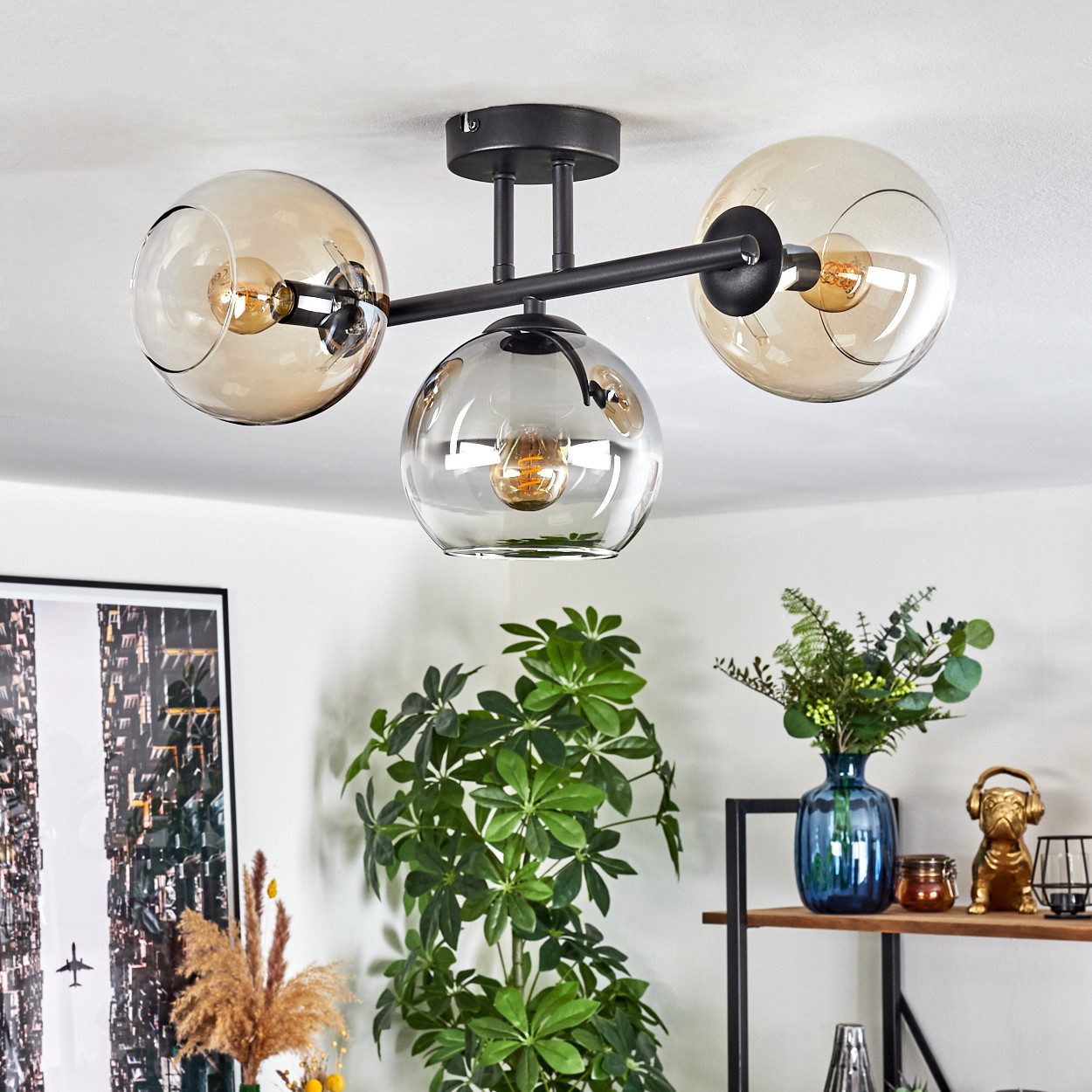 hofstein Deckenleuchte Deckenlampe aus Metall/Glas in günstig online kaufen