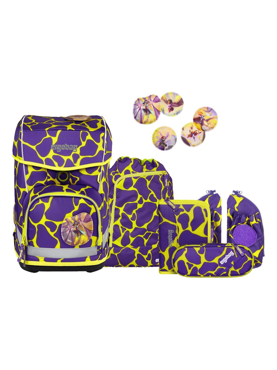 ergobag Schulranzen cubo light Set (5-tlg., 5-teiliges Set), wiegt nur 780g