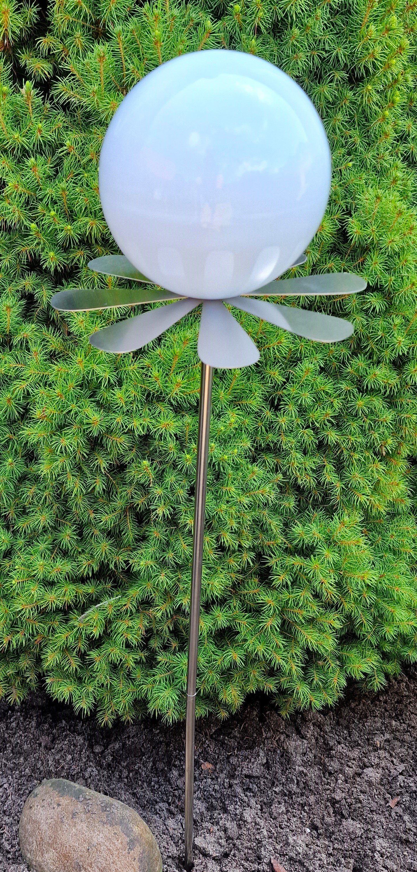 Gartenstecker Rosenkugel Blütenzauber 80 mit weiß cm Jürgen 15 Garten-Ambiente Stab Edelstahl cm Rotterdam poliert Bocker