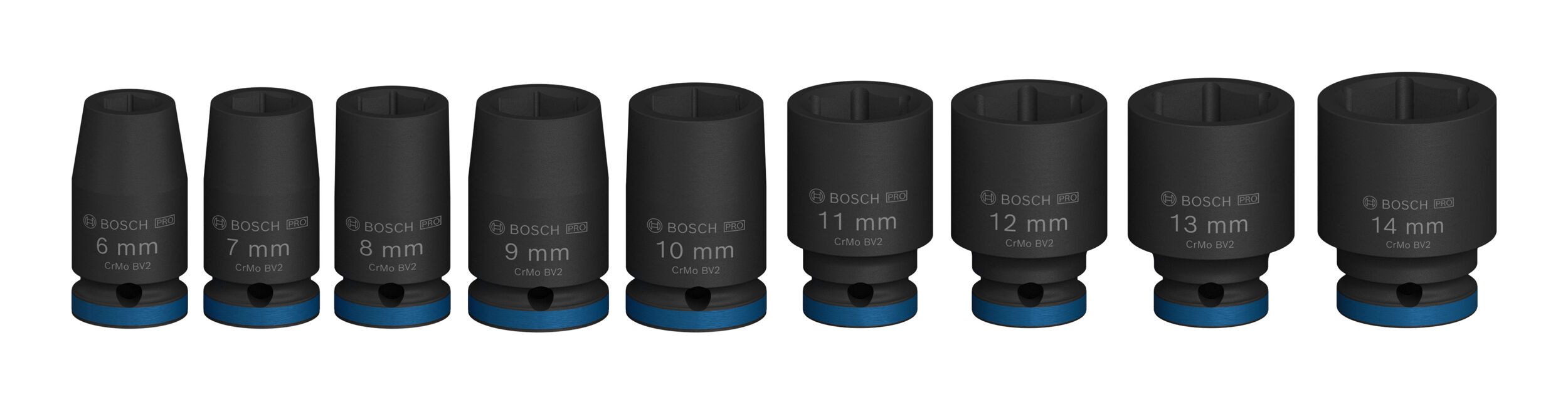 BOSCH Stecknuss Pro Impact Socket, 9 Teile, Steckschlüsseleinsätze-Set, 1/4", Standard, 9­teilig