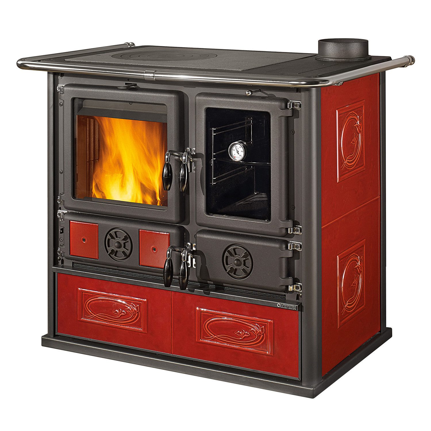 La Nordica Festbrennstoffherd La Nordica Rosa Reverse 2.0 Küchenofen Liberty Bordeaux, 8.2 kW, Küchenofen