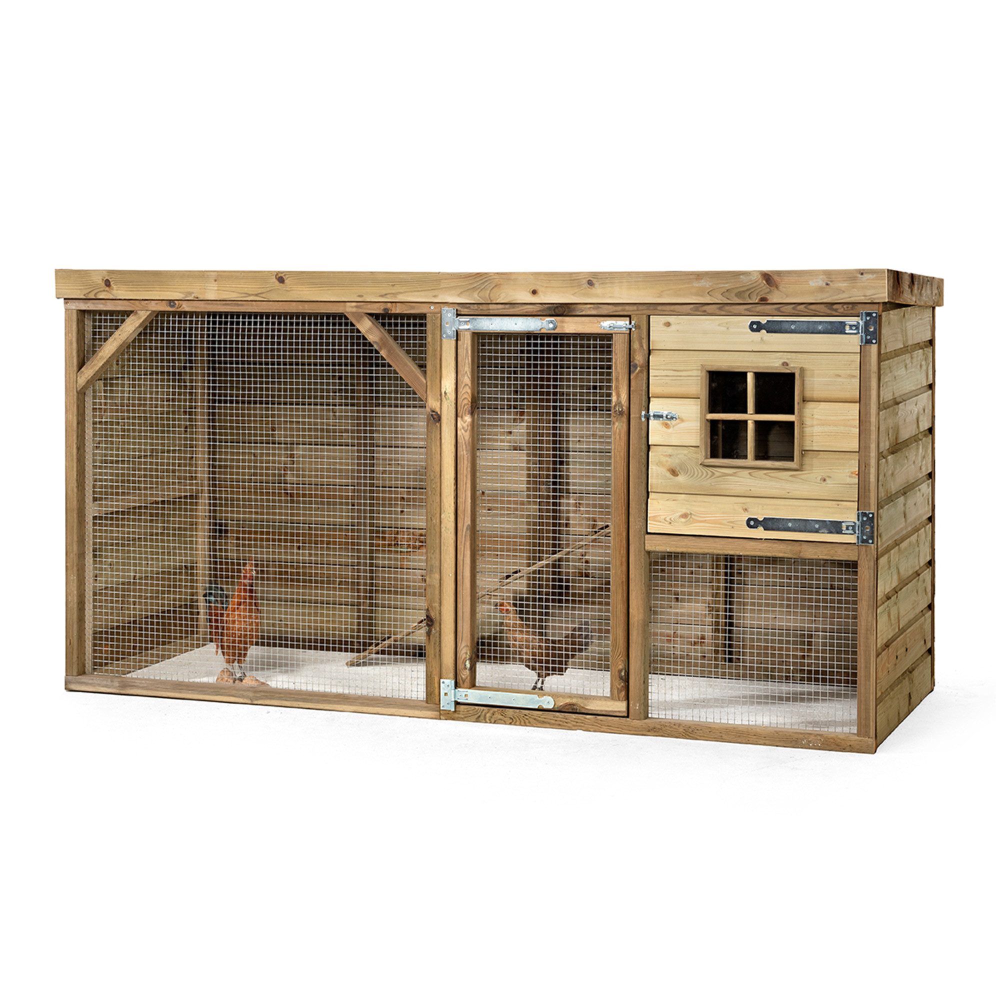 FATMOOSE Hühnerstall mit Auslauf CosyChicken Cottage aus massivem Holz, Premium Hühnerhaus - witterungsfest, raubtiersicher, für Familien