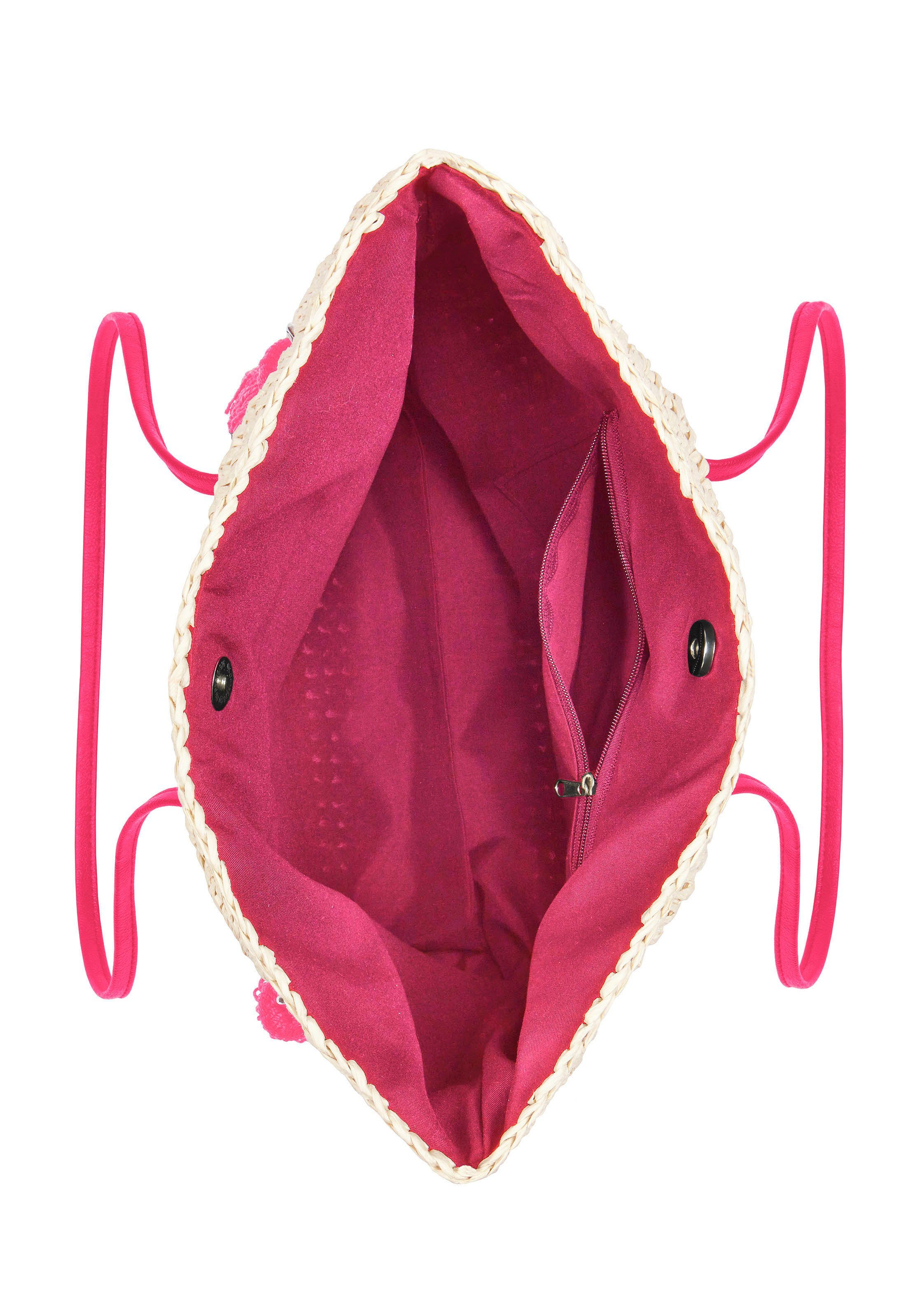 LASCANA Umhängetasche Strandtasche, Schultertasche, Sommertasche, Damentasche, Handtasche Damen zum Umhängen, mit modischen Bommeln VEGAN