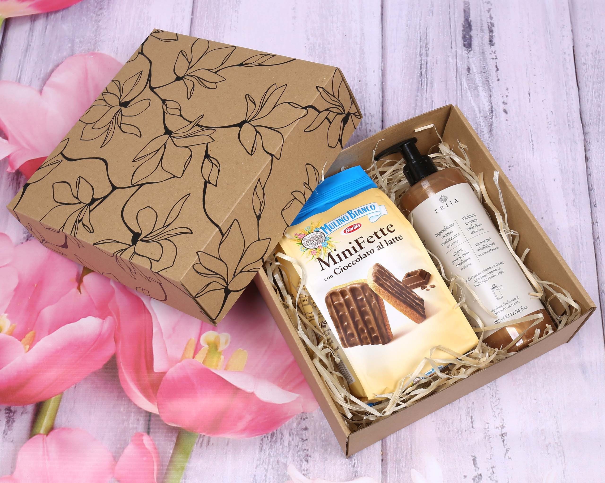 Sarcia.eu Geschenkbox Quadratische Geschenkbox mit Blumenmuster 20x20x8,5 cm x1