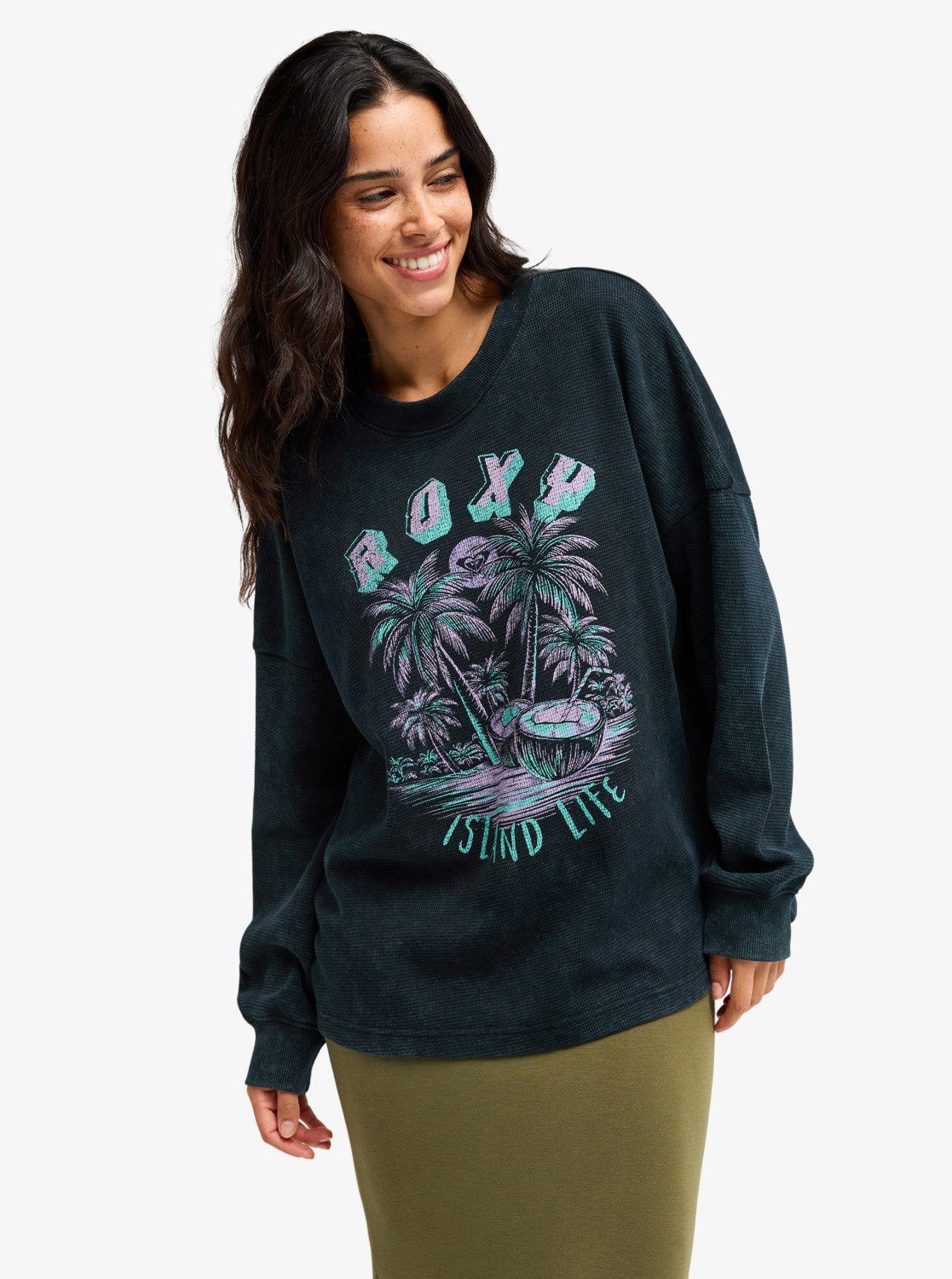Roxy Langarmshirt EASTSIDE MIDWEIGHT mit Rundhalsausschnitt, aus Jersey, auch in großen Größen