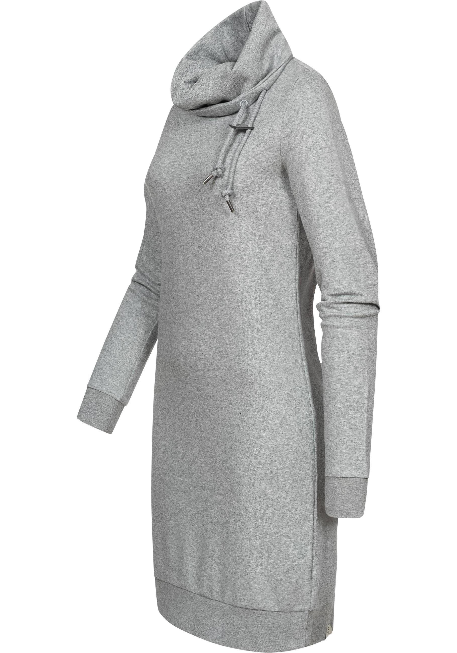 Ragwear Sweatkleid Chloe Solid stylisches Langarmkleid mit Ethnomuster,  Hochwertige Qualität u. Verarbeitung, 100% vegan hergestellt