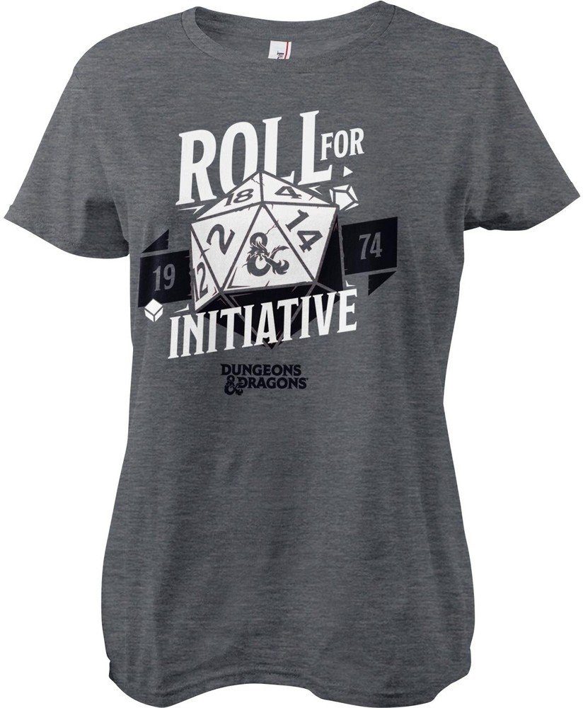 DUNGEONS & DRAGONS T-Shirt D&D Roll For Initiative Girly Tee DarkHeather