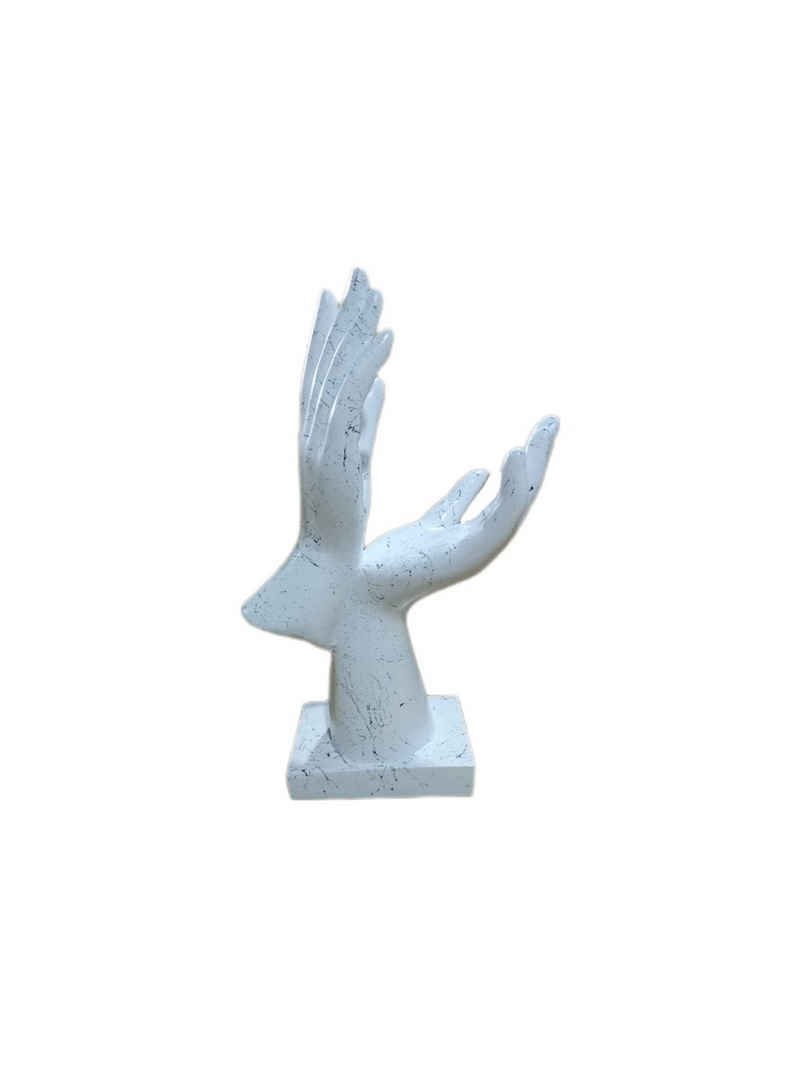 moebel17 Dekofigur Skulptur 2 Hände Weiß Marmoroptik, Dekofigur aus Polyresin