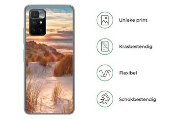 MuchoWow Handyhülle Düne - Pflanzen - Sonnenuntergang - Strand - Meer, Phone Case, Handyhülle Xiaomi Redmi 10, Silikon, Schutzhülle