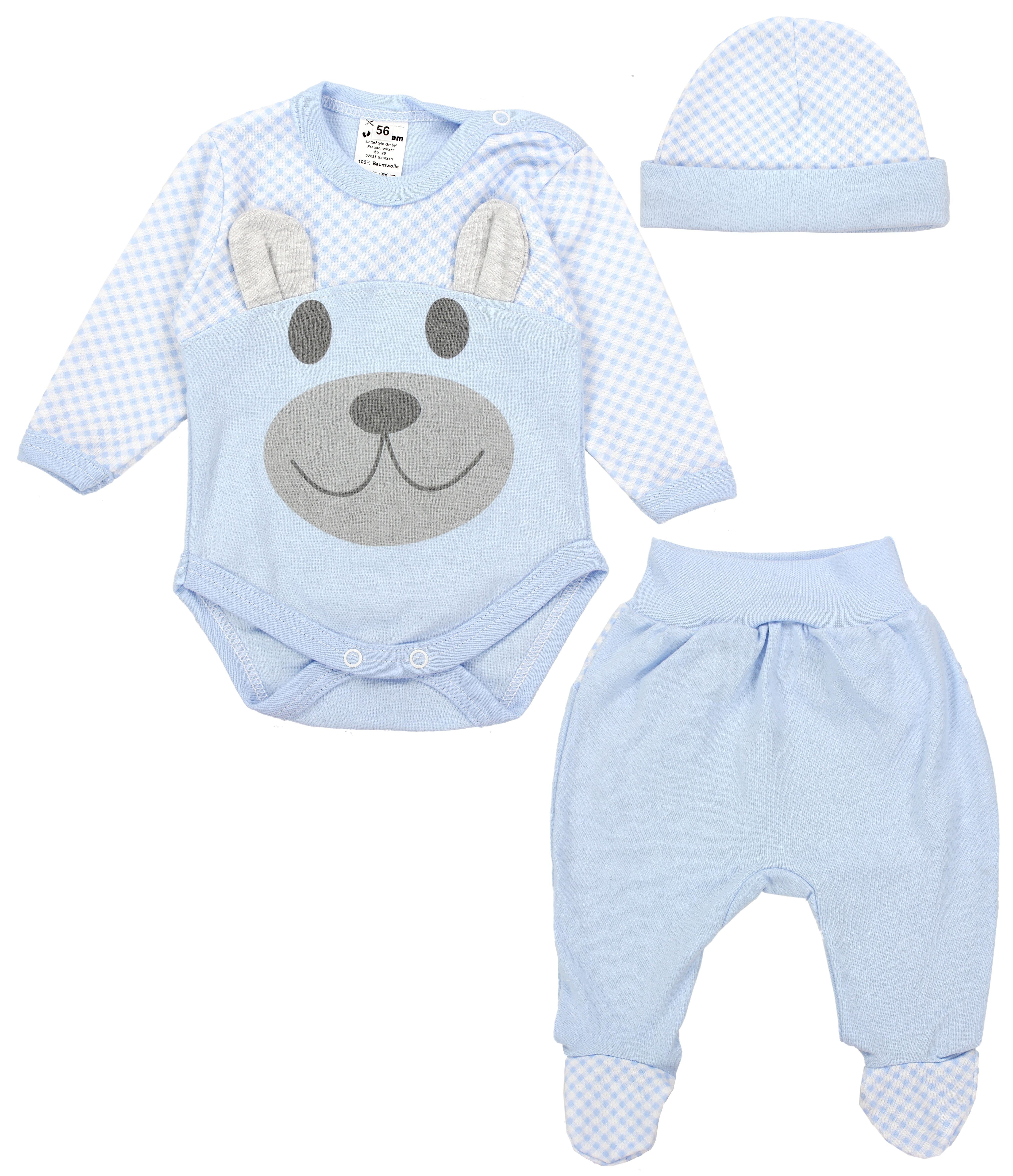 TupTam Erstausstattungspaket Baby Kleidung Set Body Strampelhose Mütze Bekleidungsset Blau