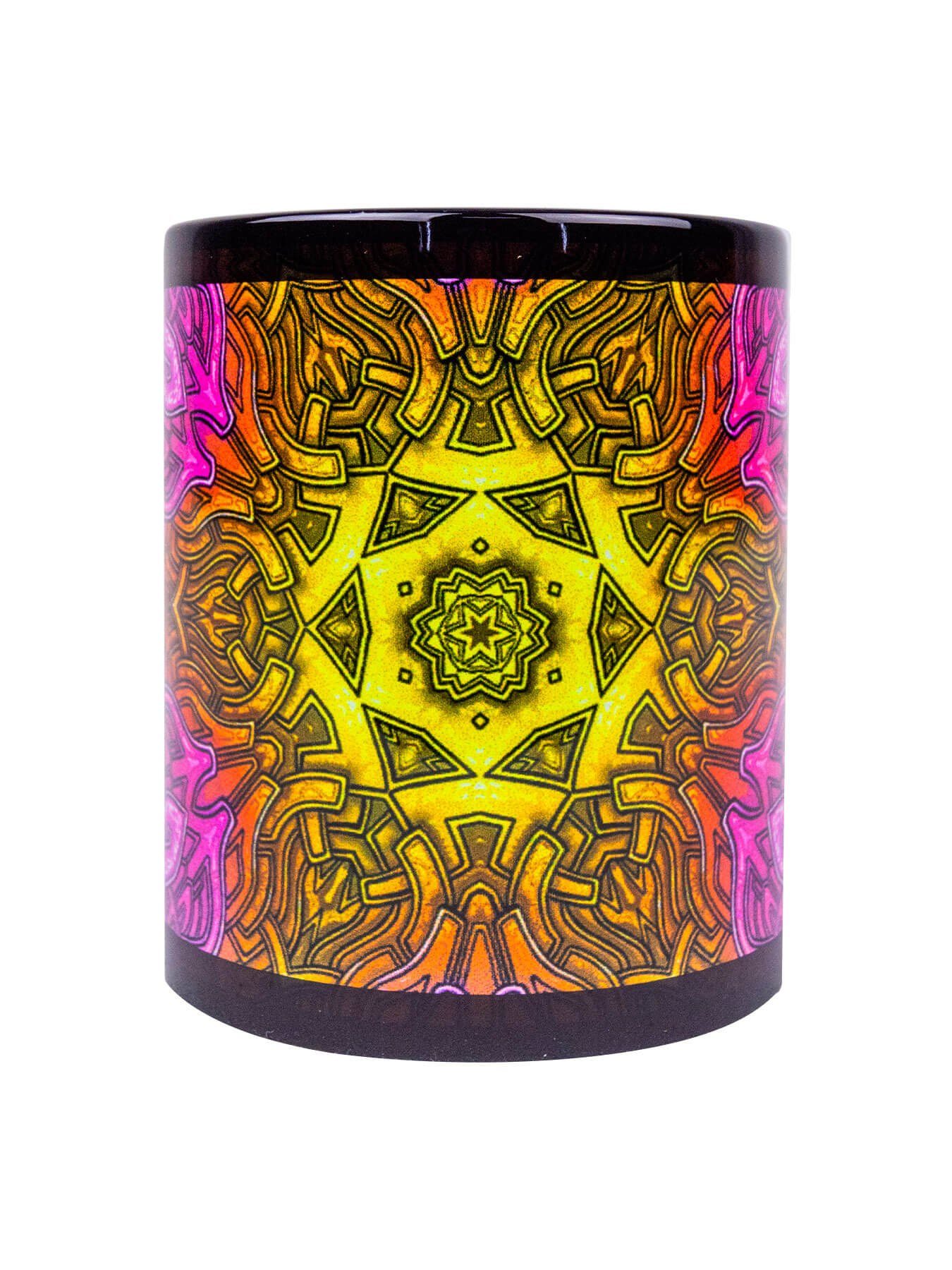 PSYWORK Tasse Fluo Cup Neon Motiv Tasse "Shining Star", Keramik, UV-aktiv, leuchtet unter Schwarzlicht