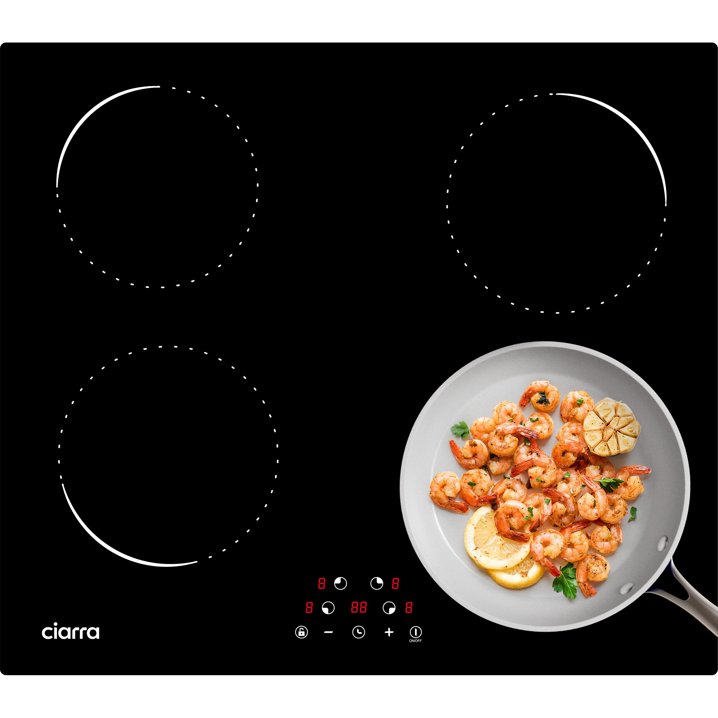 CIARRA Induktions-Kochfeld VM4BIH-C, 60cm Einbau-Kochfelder 4 Zonen Einbau Induktionskochfeld Timer