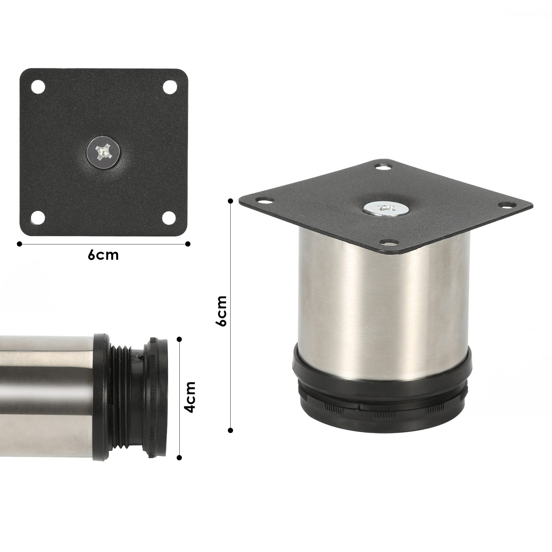 Clanmacy Möbelfuß Edelstahl Möbelfüße Tischbeine (4er Set), höhenverstellbar, Tragfähigkeit 250kg
