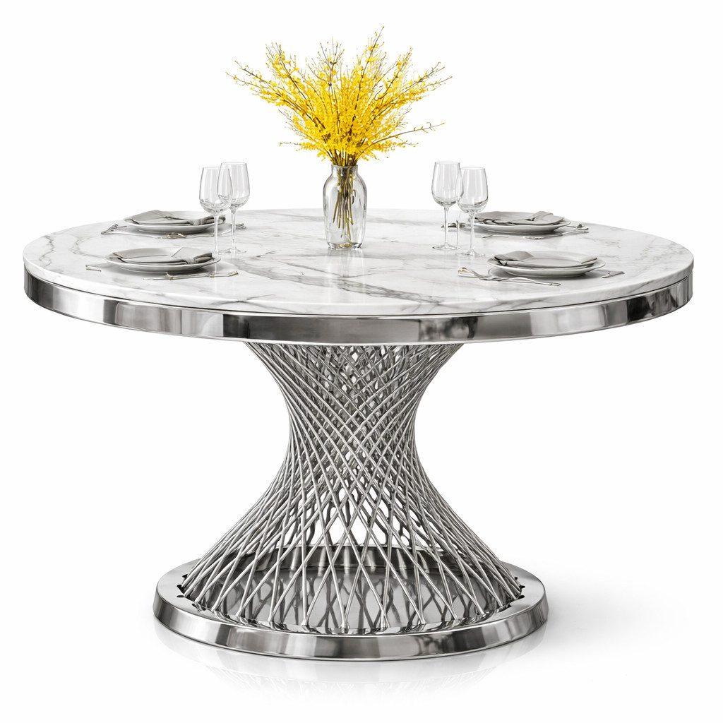 JVmoebel Esstisch Moderner Rund Esstisch Edelstahl Luxus Esszimmer Möbel Sofort (1-St), Made in Europa