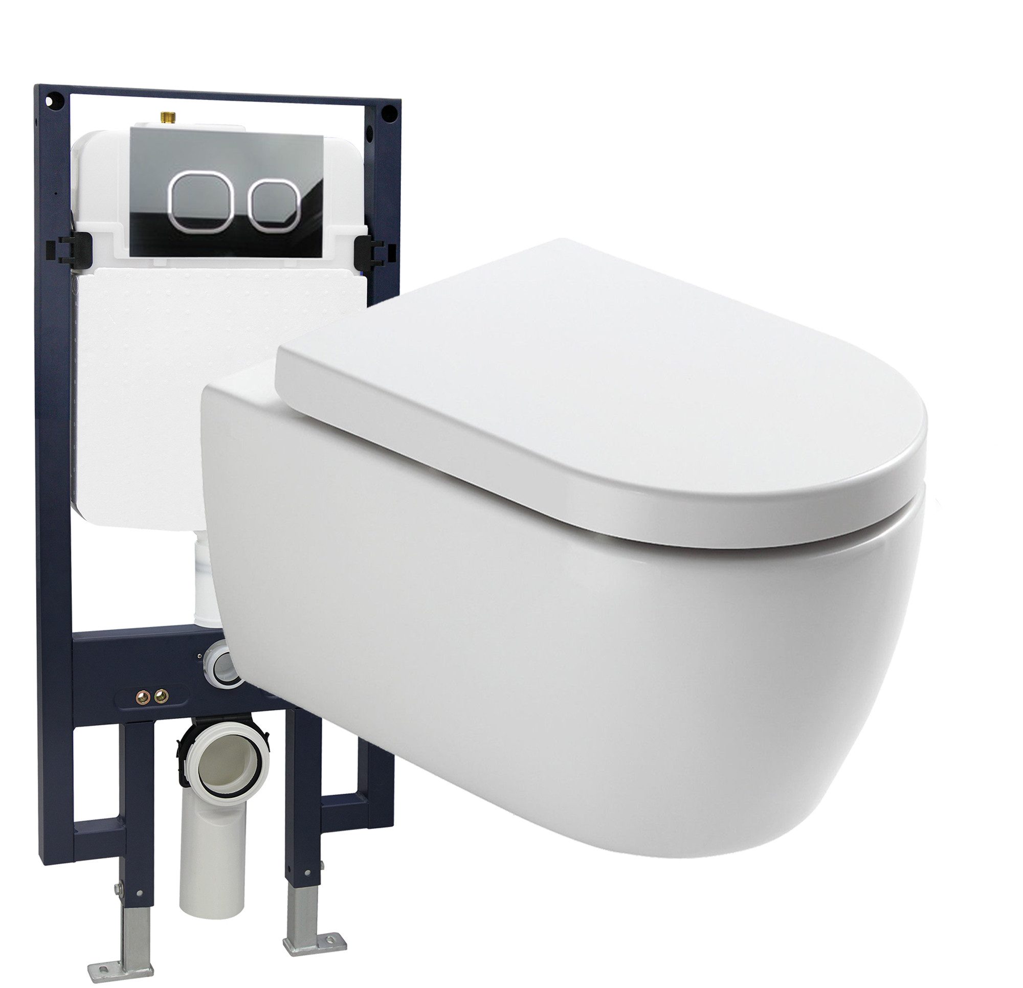 Bernstein WC-Komplettset Wand-WC NT2039, Wandmontage, (WC-Komplettset 3-St. WC NT2039; Vorwandelement G3008; ausgewählte Betätigungsplatte), Mit Vorwandelement G3008 und wählbarer Betätigungsplatte