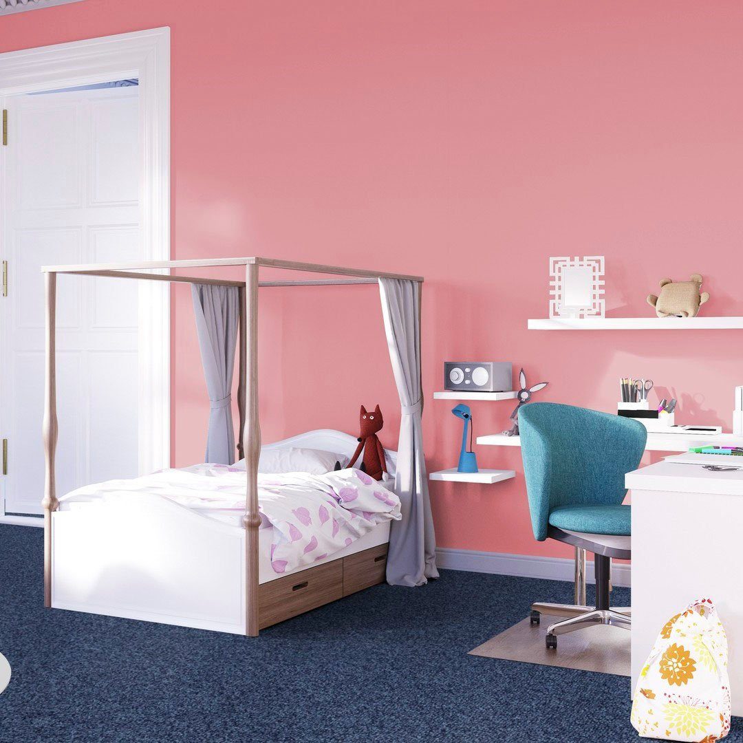 Kinderzimmer, rechteckig, 5 mm, Höhe: Schlingenteppich Wohnzimmer, dunkel-blau Schlafzimmer, Baltic, 400/500 cm Teppichboden Bodenmeister, Breite