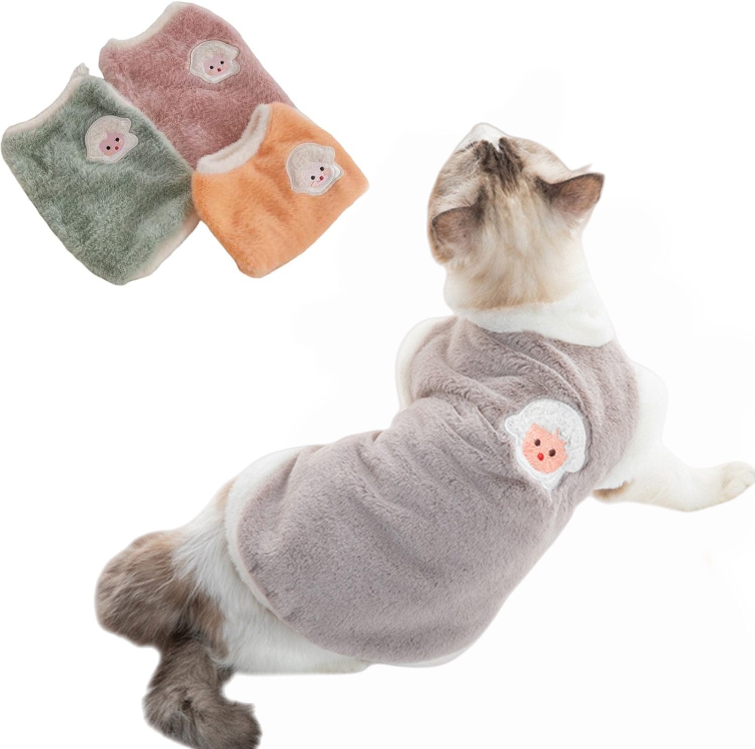 Ledander Hundeoverall Winter Plüsch Katzenkleidung, Hundepullover,Warme Haustier Pullover, für Kätzchen und kleine Hunde von Ledander