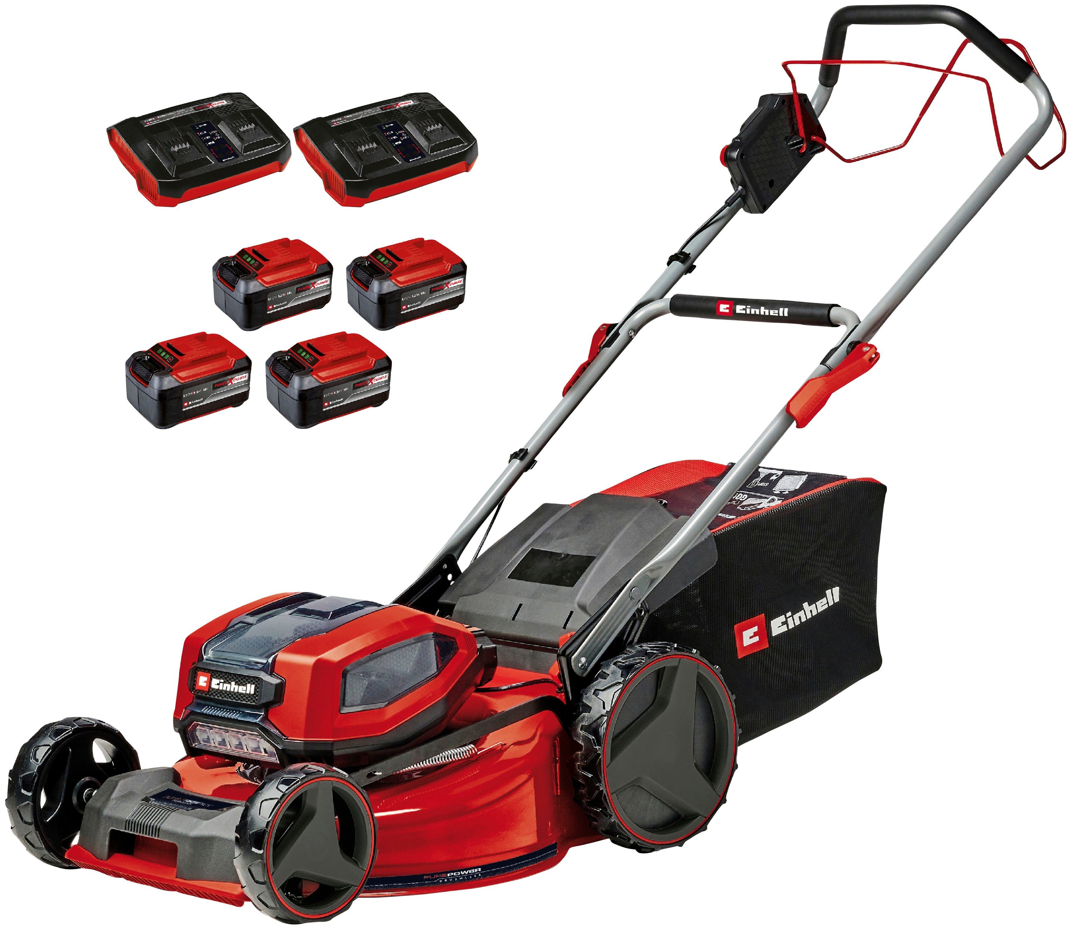 Einhell Akkurasenmäher Professional GP-CM 36/52 S Li BL, 52 cm Schnittbreite, 4 x 5,2 Ah Plus Akkus und 2 Twincharger