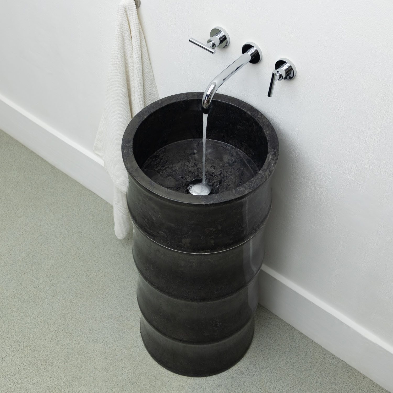 wohnfreuden Waschbecken Marmor Standwaschbecken BAMBOO 90 schwarz poliert (Kein Set), 125816