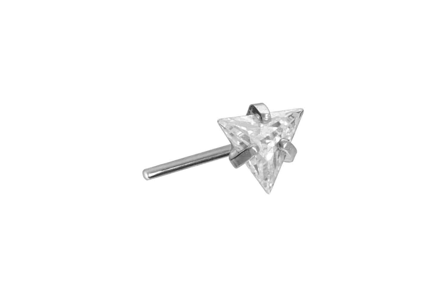 Piercing-Set Titan Aufsatz mit Push Pin EINGEFASSTES KRISTALLDREIECK