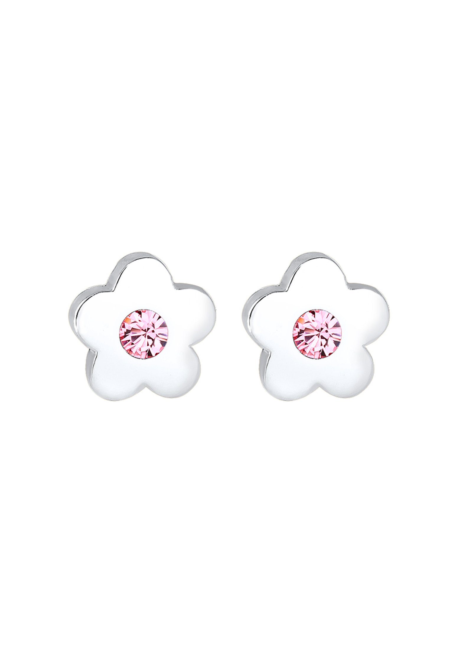Elli Paar Ohrstecker Kinder Blume Rosa 925 Silber, mit Kristallen von Swarovski®, Blume
