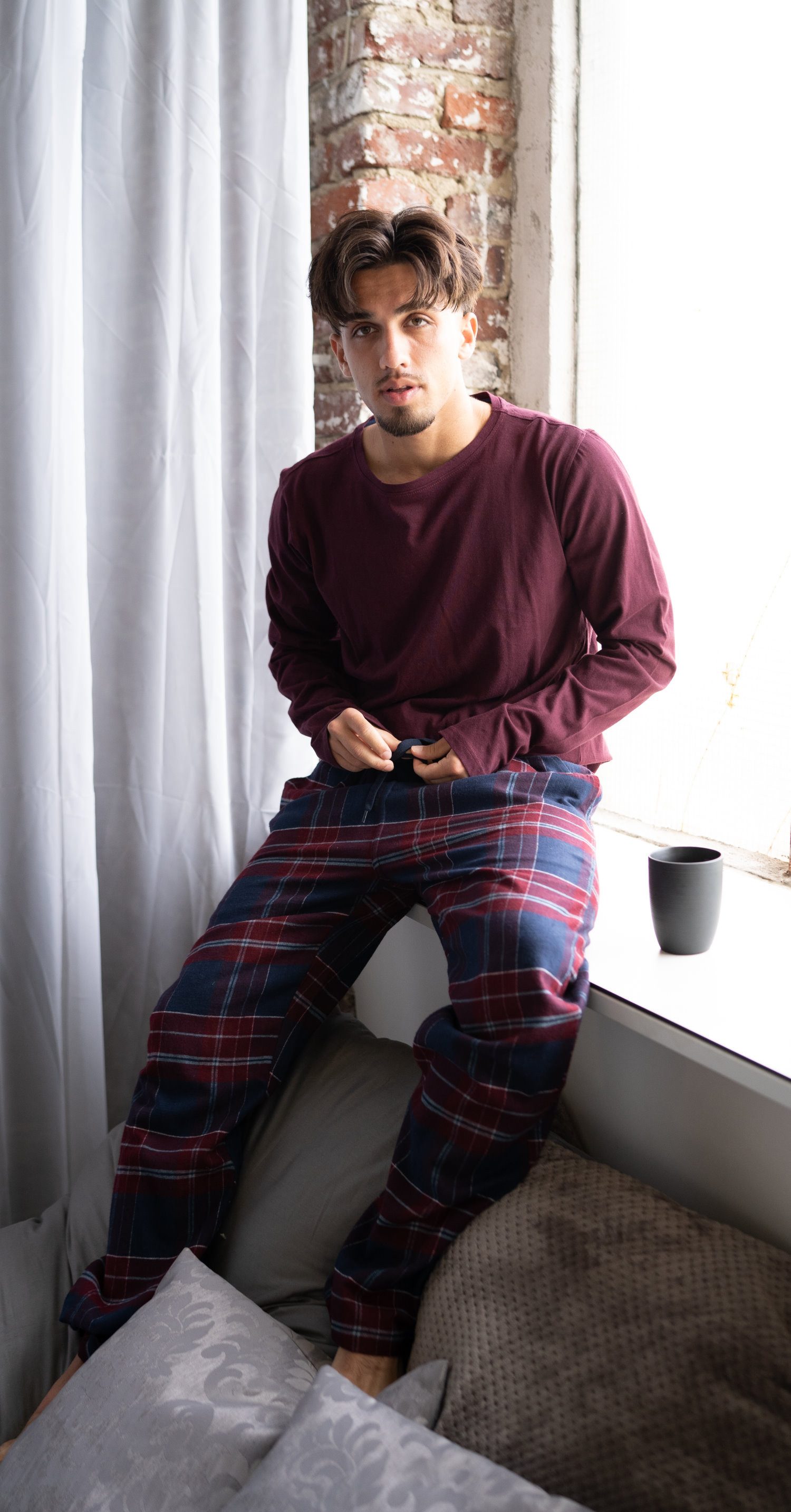 Phil & Co. Schlafanzug Herren Pyjama mit Flanell Hose (2 tlg) Baumwolle günstig online kaufen