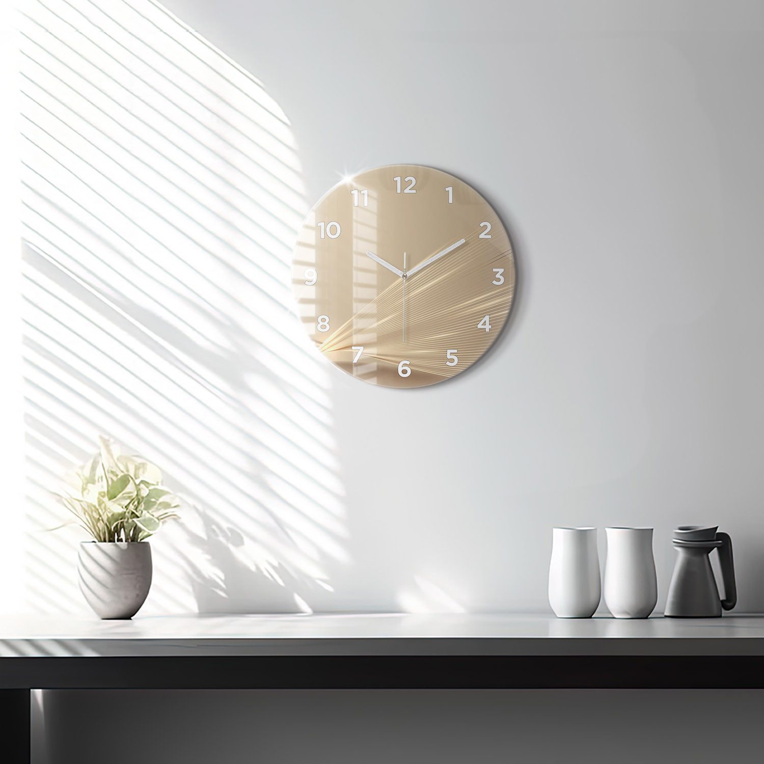 Tulup Wanduhr Runde Glasuhr Abstrakte Helle Glamour-Uhr aus Gehärtetem Glas günstig online kaufen