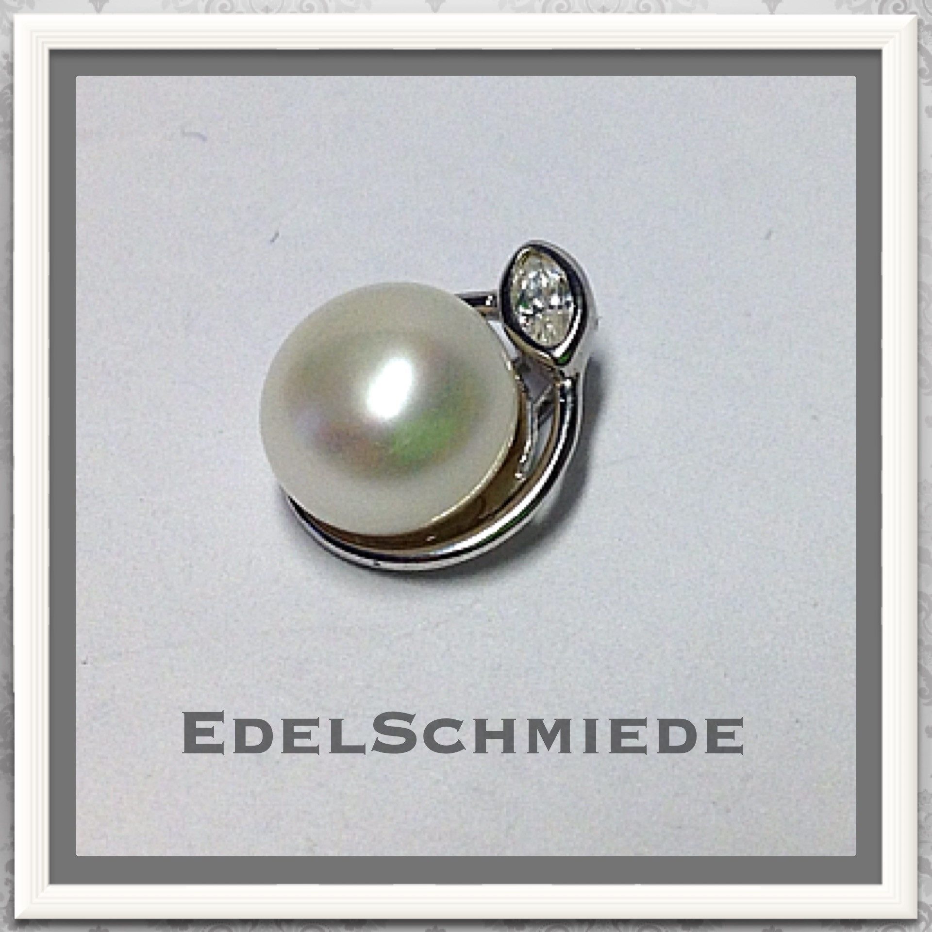 Kettenanhänger Edelschmiede925 Kettenanhänger in 925 Silber mit echter Perle+Zirk