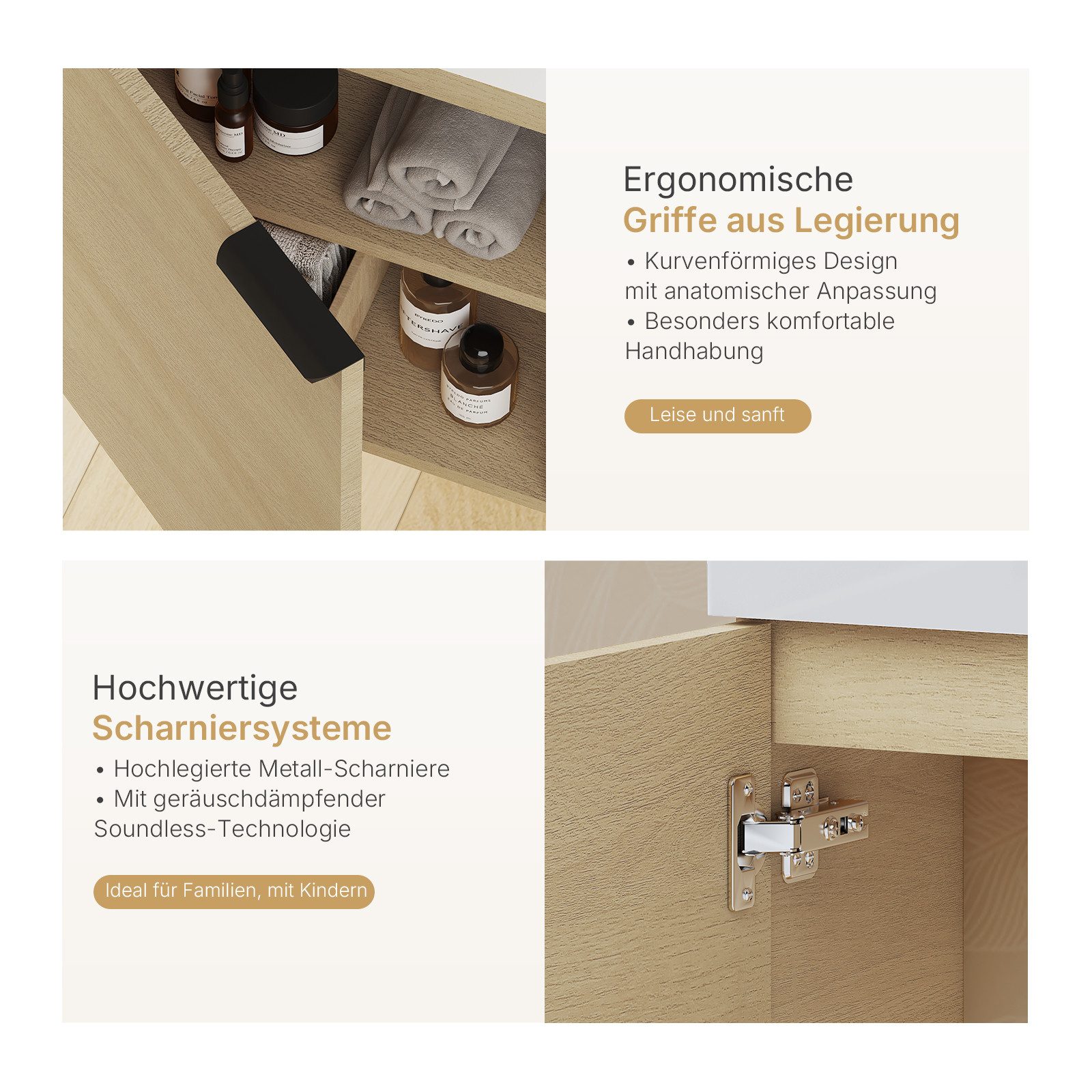 EMKE Waschtisch Waschtisch mit Unterschrank 41,7 cm klein Badmöbel für bad und wc (2-St), Waschtischunterschrank mit Waschbecken, hängend Wandmontage