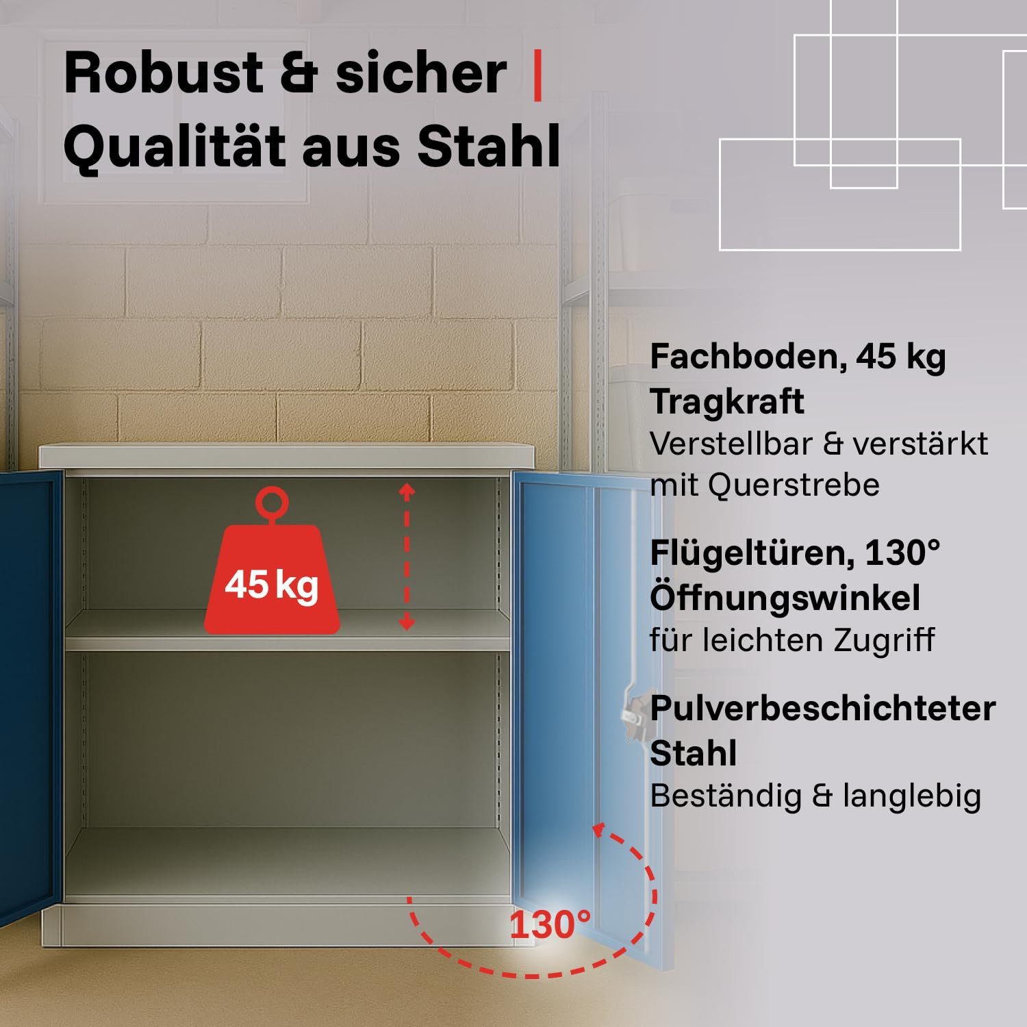 LagerZwei Aktenschrank Mehrzweckschrank 90x90x40 cm abschließbar
