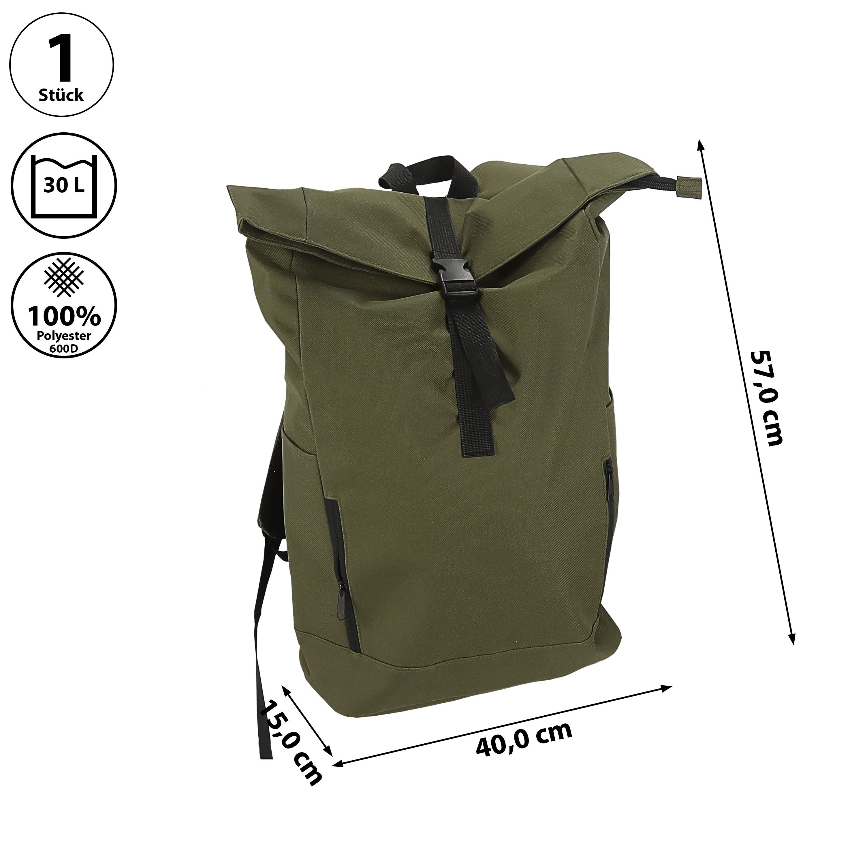 CEPEWA Rucksack Falt Rucksack Urban 30l oliv 40x57x15cm 600D Polyester Roll günstig online kaufen