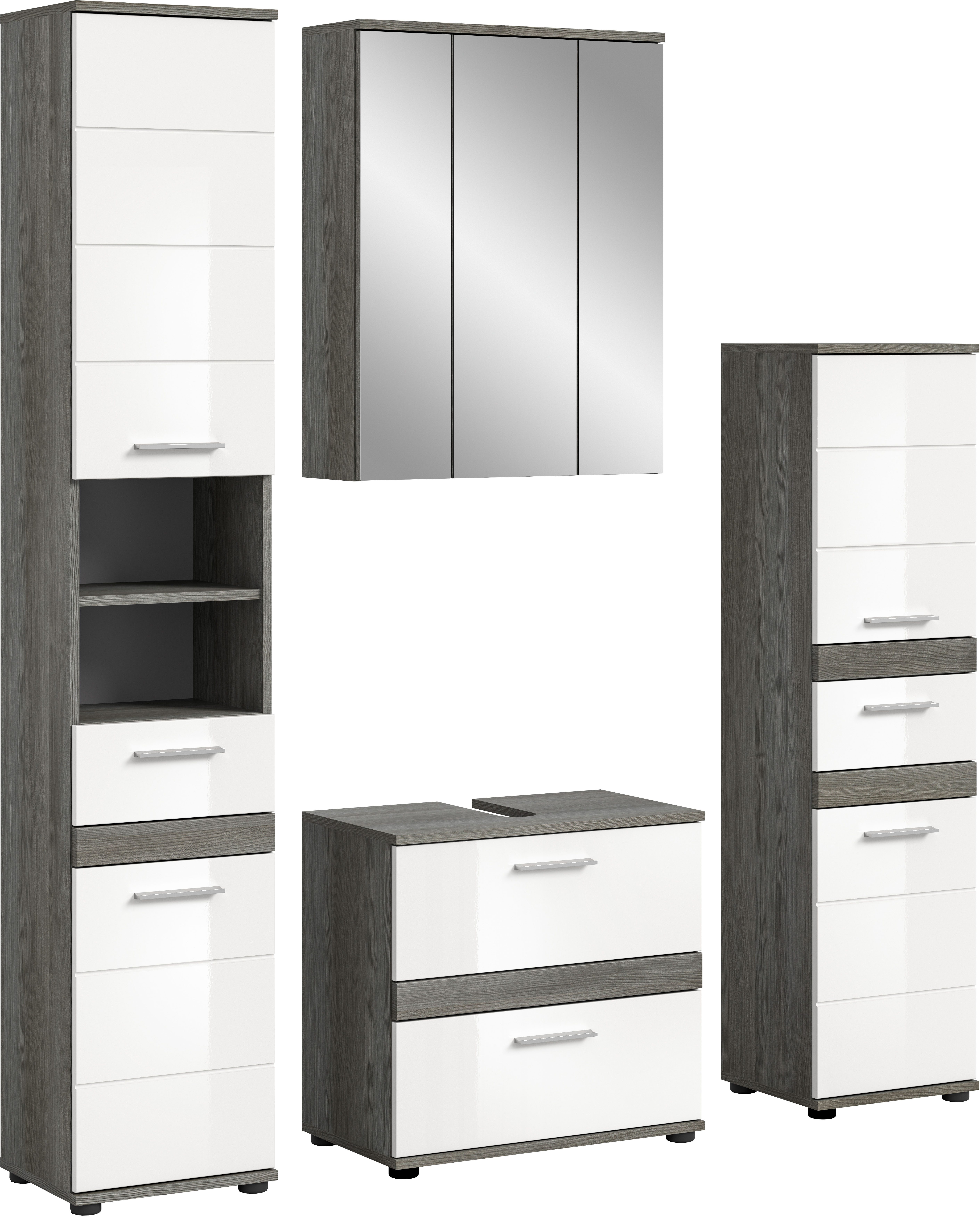 welltime Badmöbel-Set LUCCA, 4-teilig, TOPSELLER!, MDF Hochglanzfront, best günstig online kaufen