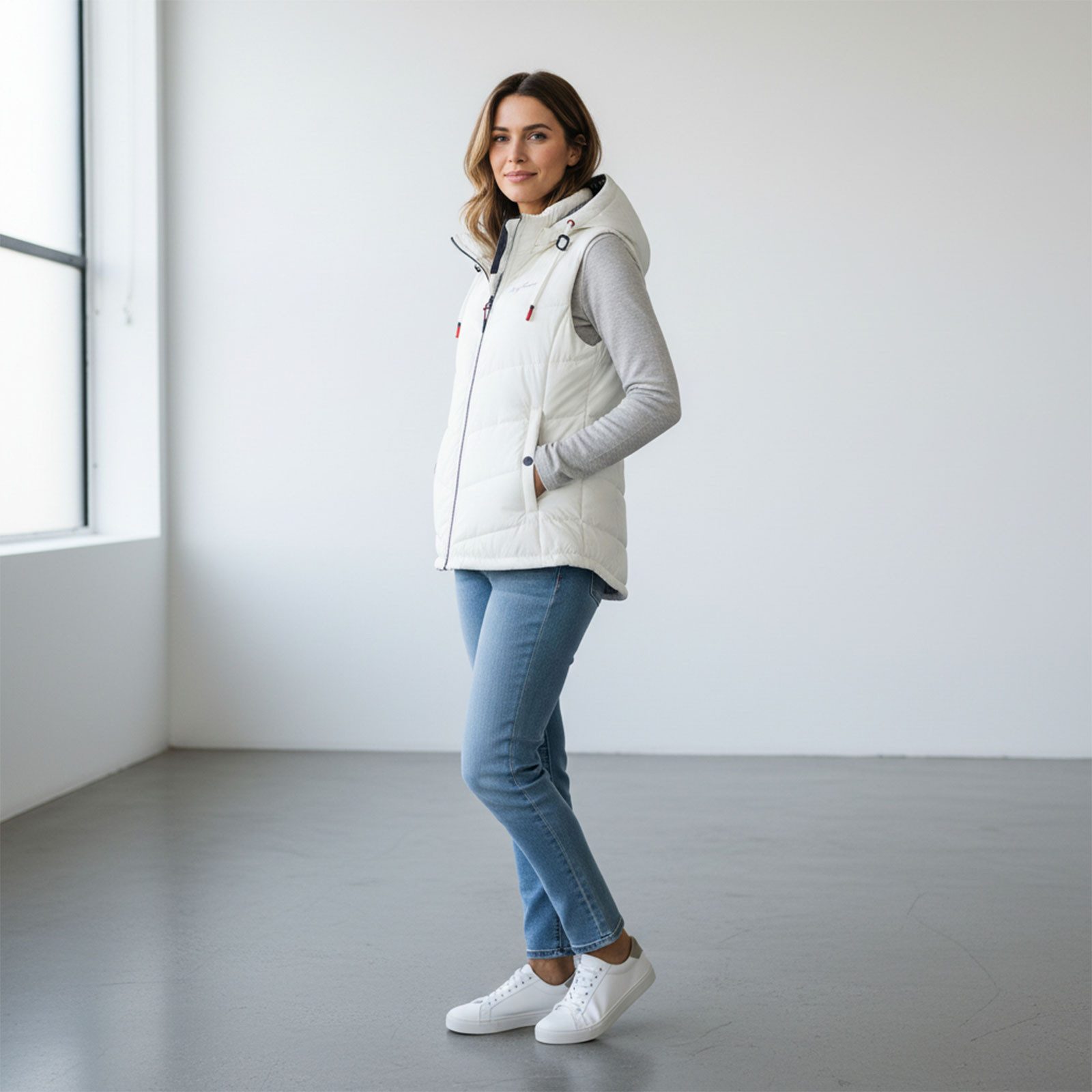 Dry Fashion Steppweste Rügen Damen Weste Rügen mit abnehmbarer Kapuze und taillierten Schnitt