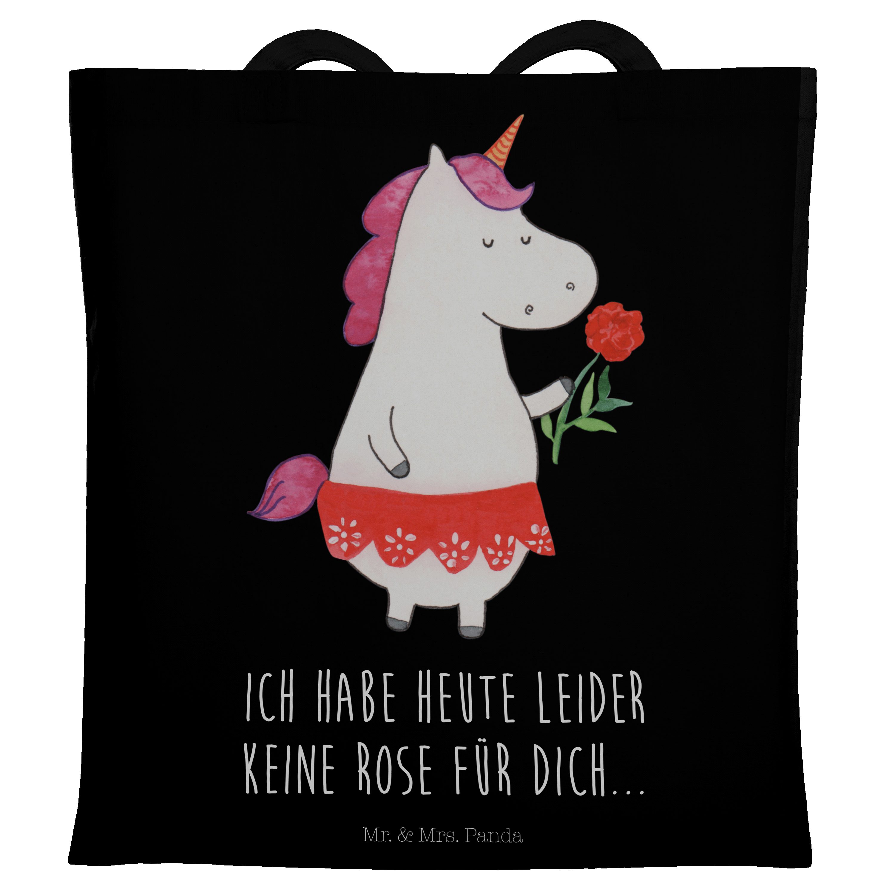 Mr. & Mrs. Panda Tragetasche Einhorn Dame - Schwarz - Geschenk, Einkaufstasche, Jutebeutel, Unicor (1-tlg)